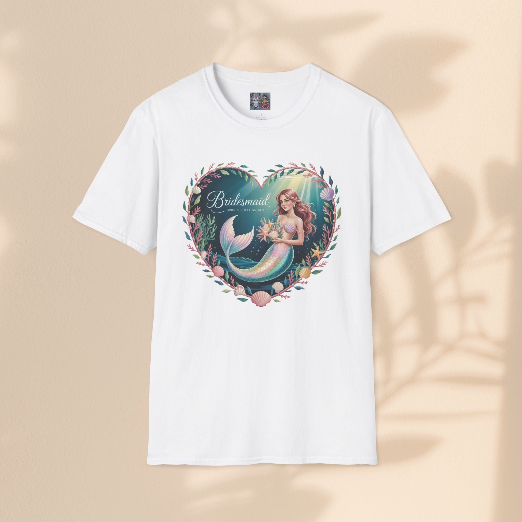 Bridesmaid Mermaid T-Shirt, Softstyle Unisex Tee, Wedding Party Gift, Beach Theme Shirt, Mermaid Lover Apparel, Bridesmaid Gift Idea