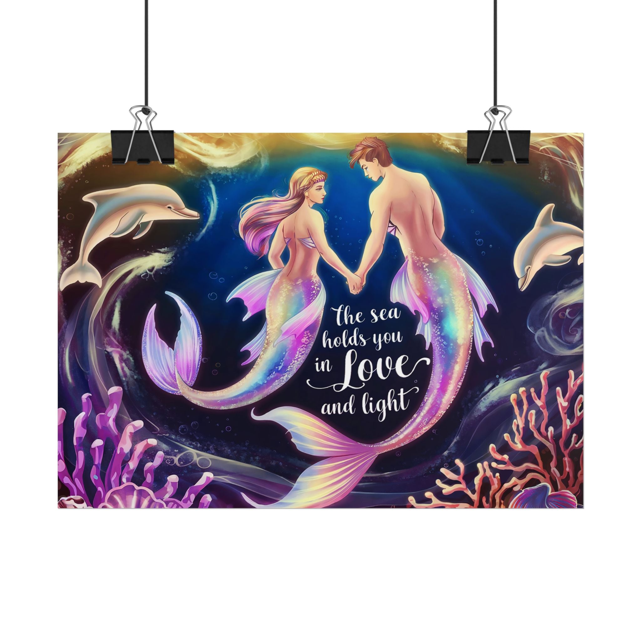 Mermaid Lovers Rolled Poster - Sea Holds You in Love and Light