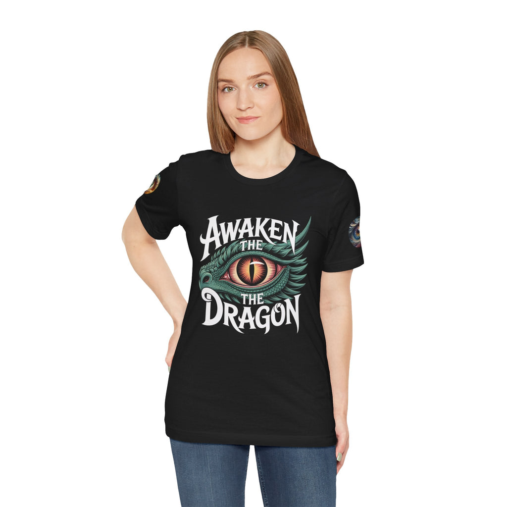 Fantasy Awaken The Dragon Graphic Tee, Unisex Short Sleeve Shirt, Gift for Dragon Lovers, Fantasy Fan Apparel