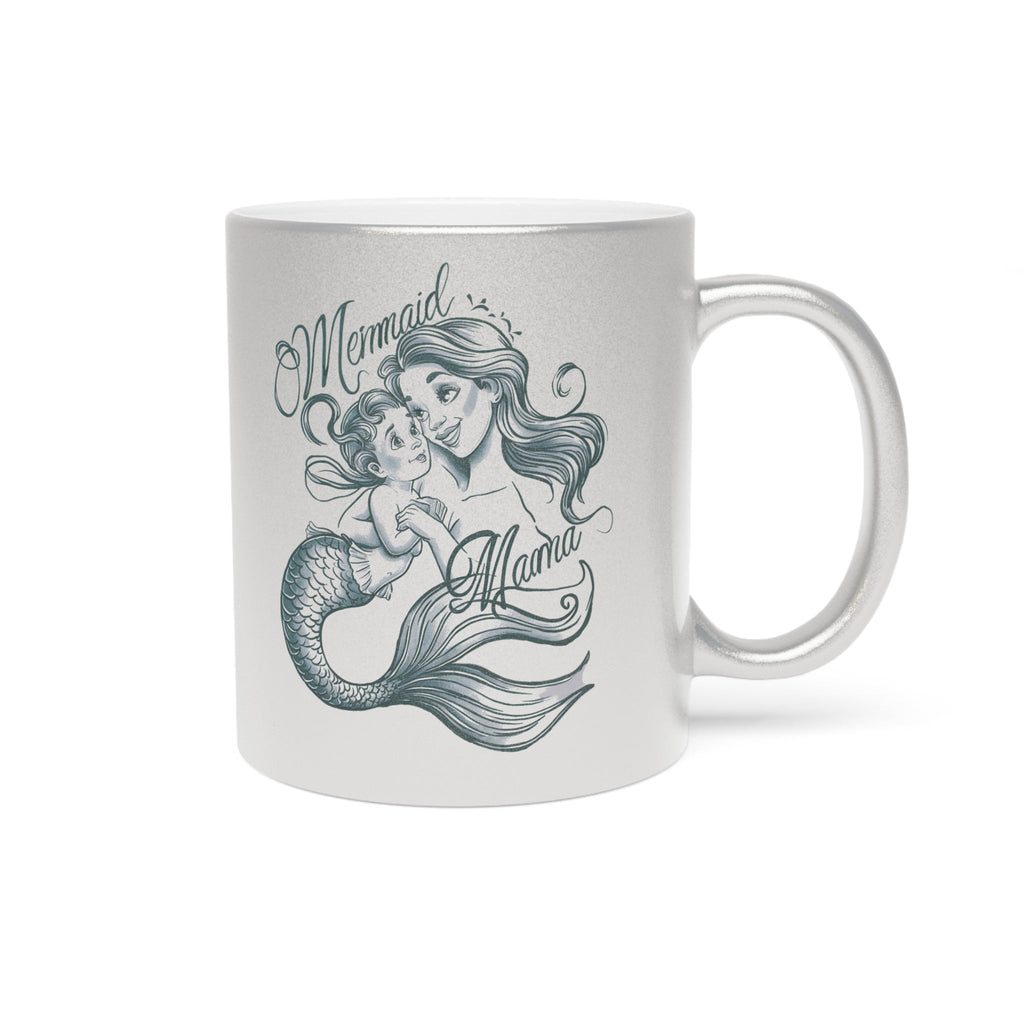Mermaid Mama Metallic Mug – Gold/Silver Coffee Cup Gift | Mother’s Day Mermaid Mom