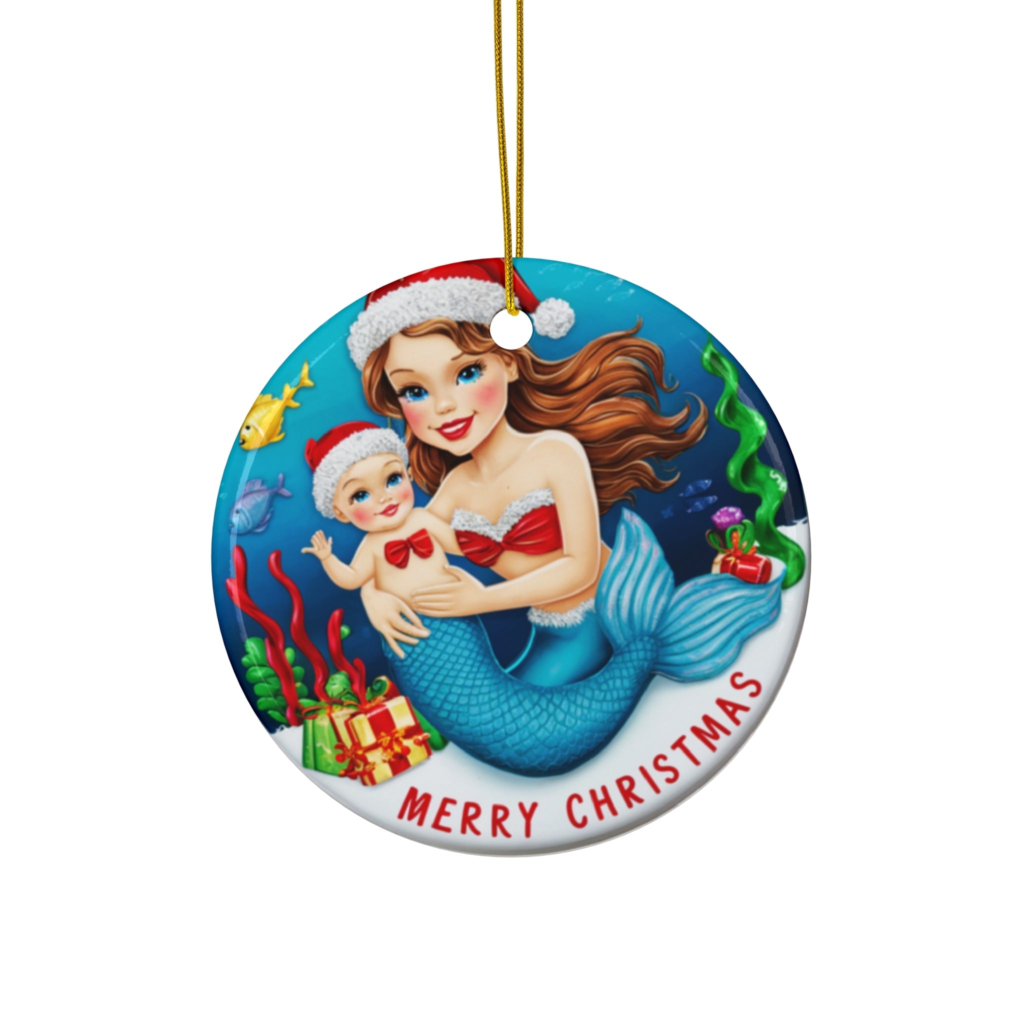 Ceramic Ornament - Mermaid Mom with Baby