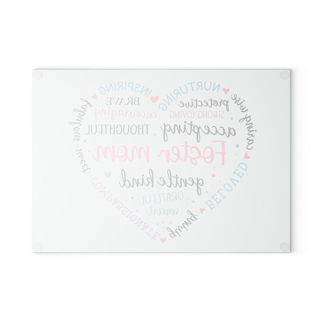 Inspirational Foster Mom Glass Cutting Board – Heart Design