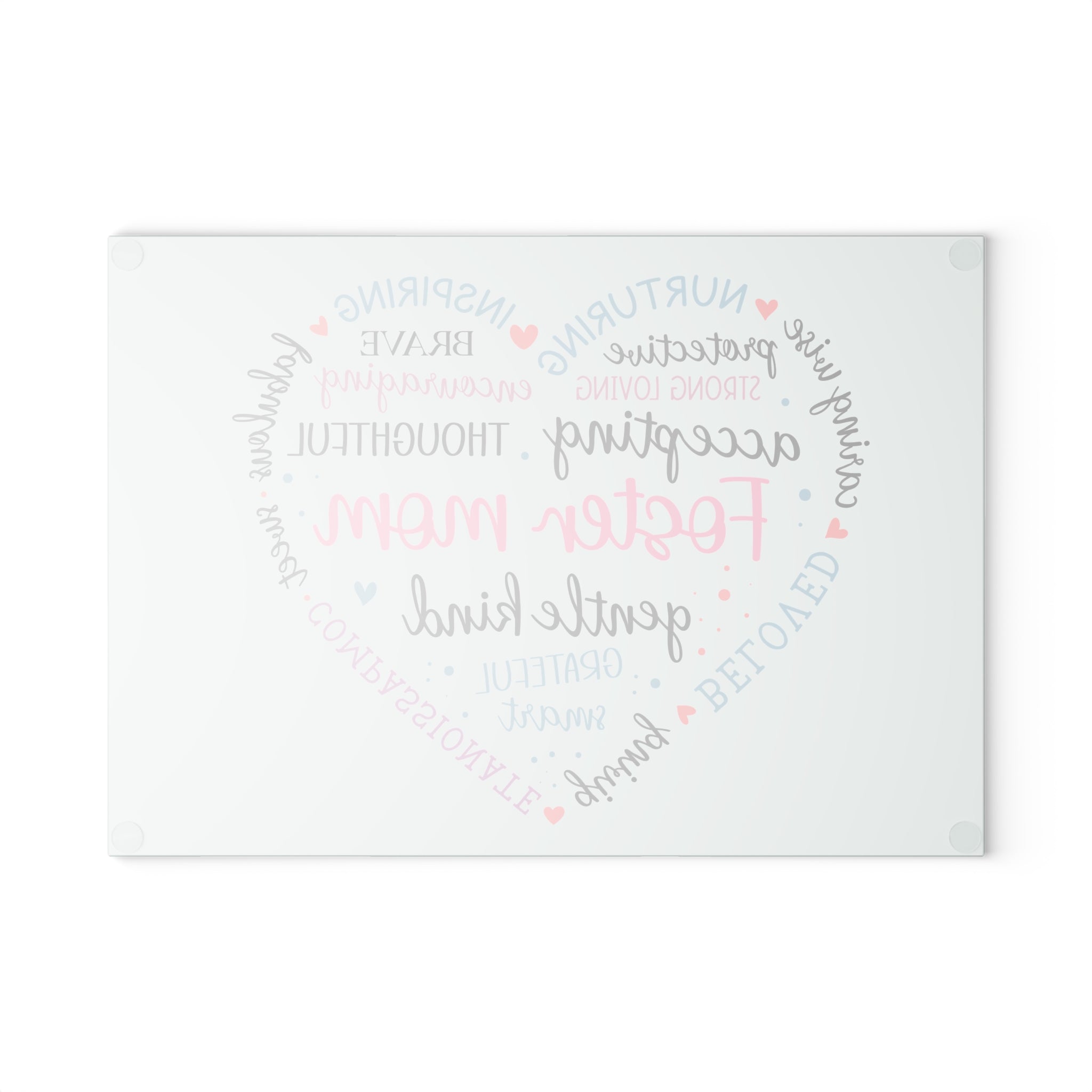 Inspirational Foster Mom Glass Cutting Board – Heart Design