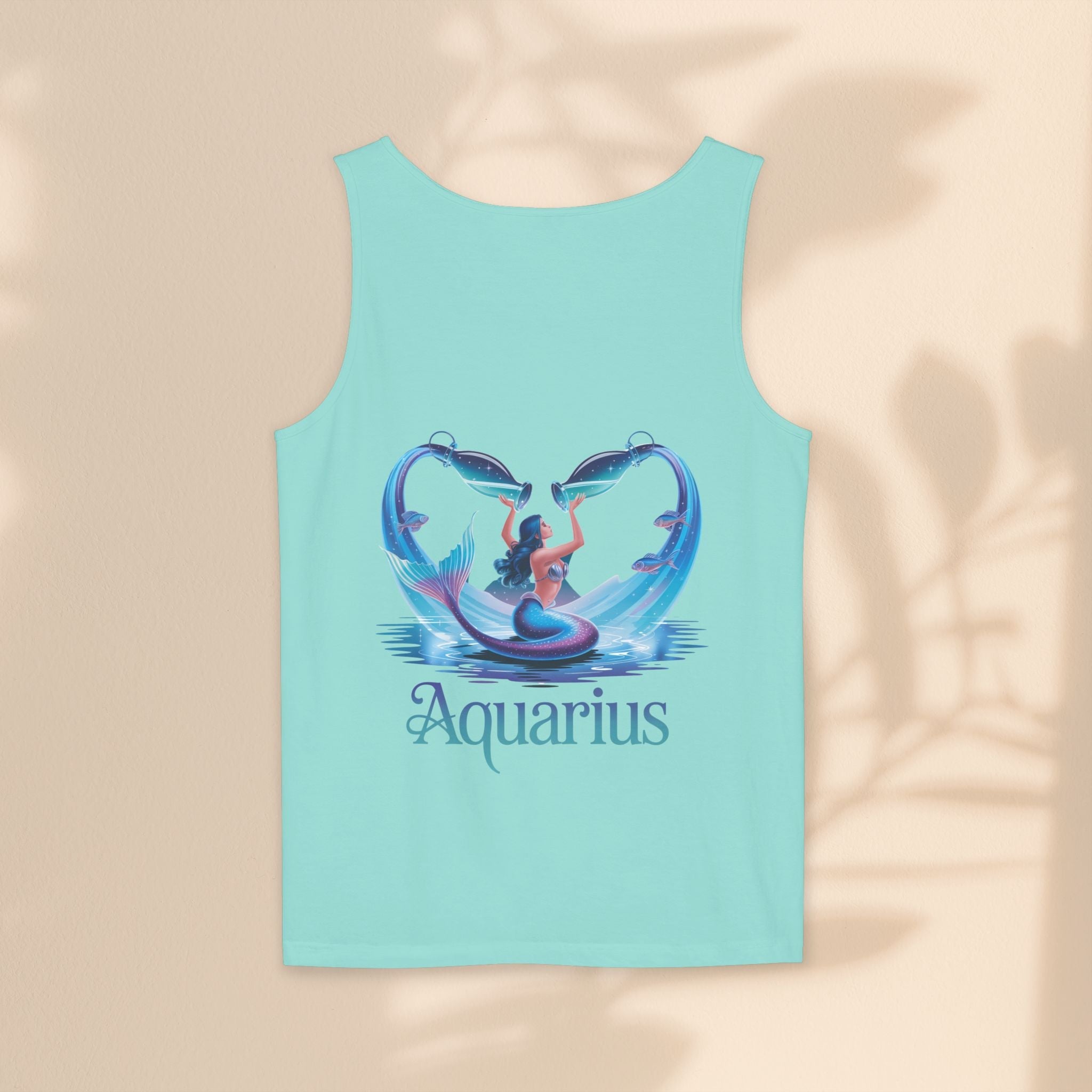 Aquarius Unisex Garment-Dyed Tank Top, Zodiac Apparel, Astrology Gift, Summer Outfit, Festival Wear, Birthday Gift