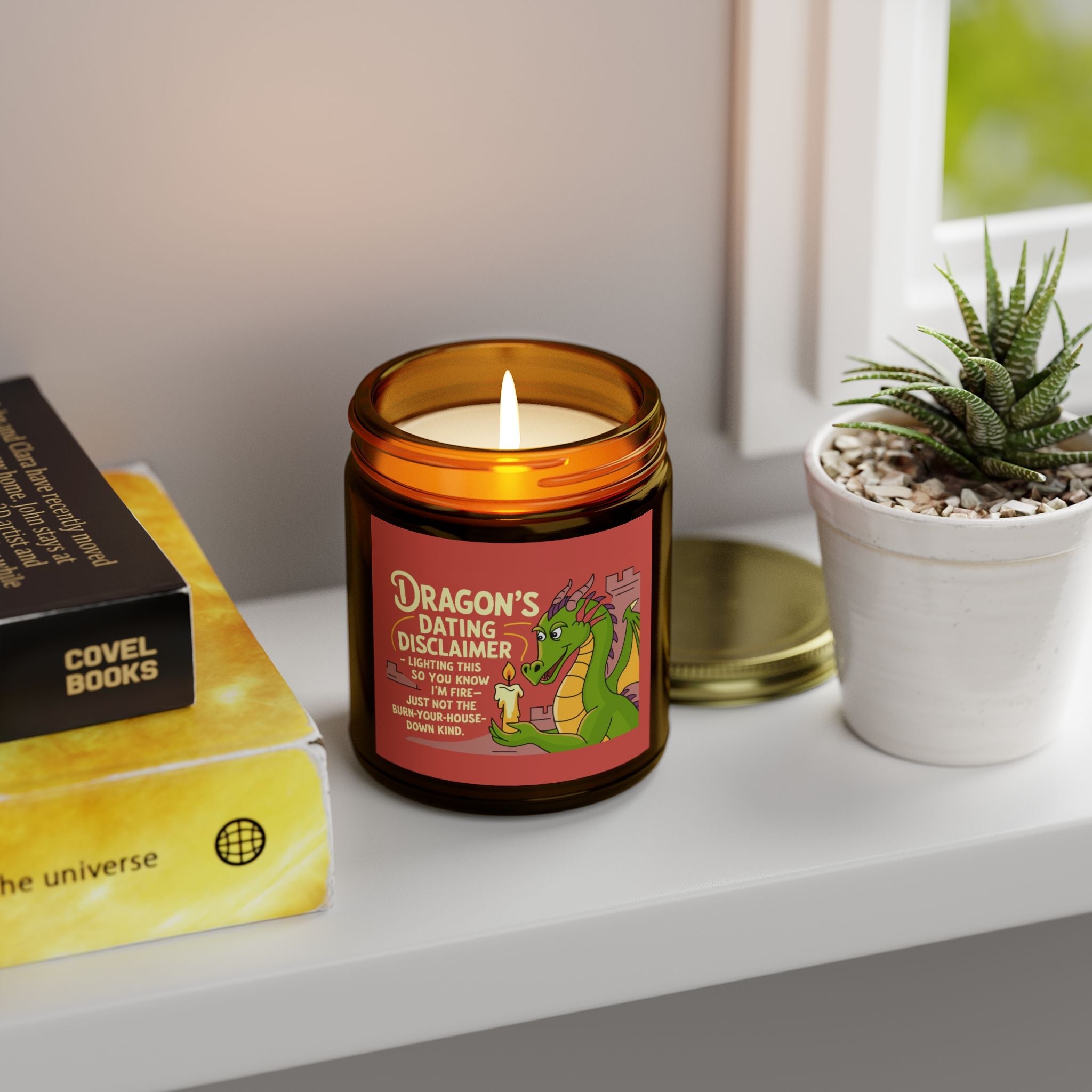 Dragon Dating Disclaimer Scented Candles, Coconut Apricot Wax (4oz, 9oz)