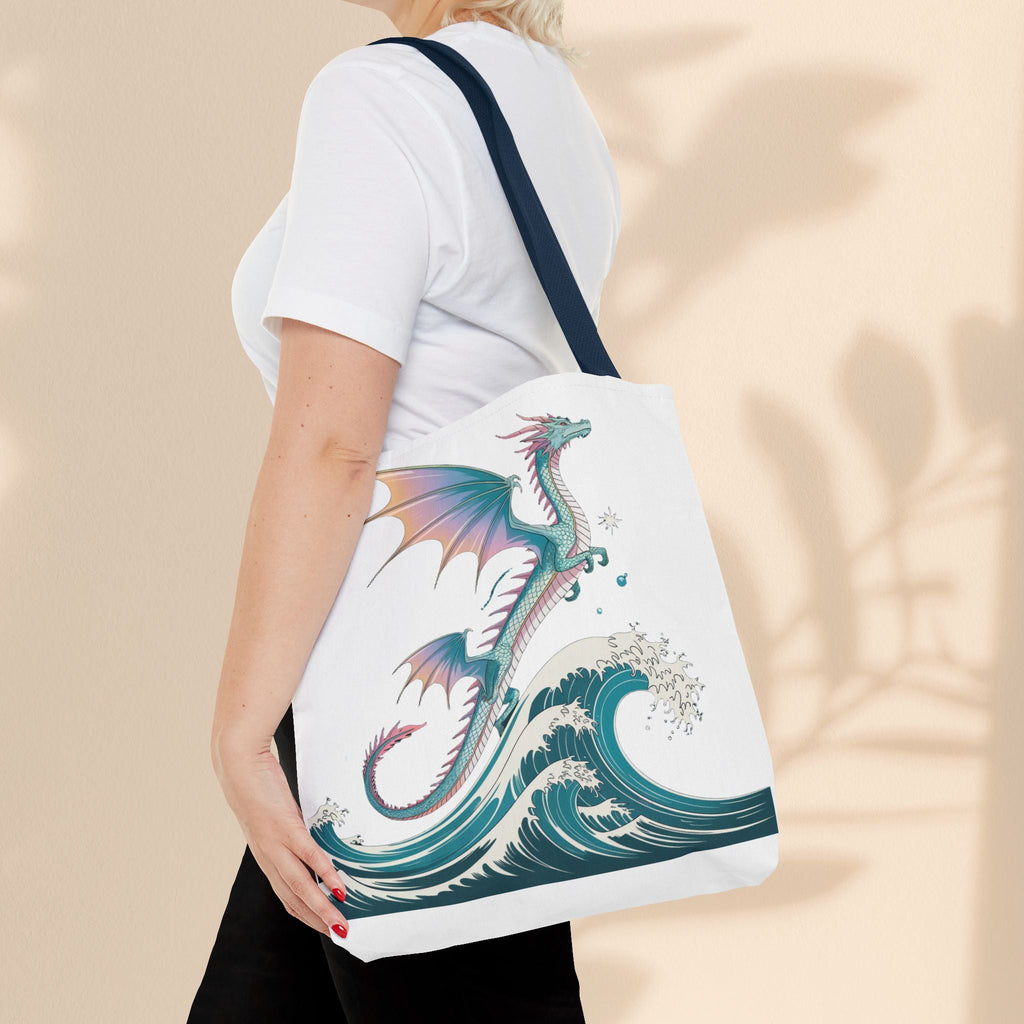 Dragons and Waves Tote Bag, Dragon Lovers Gift