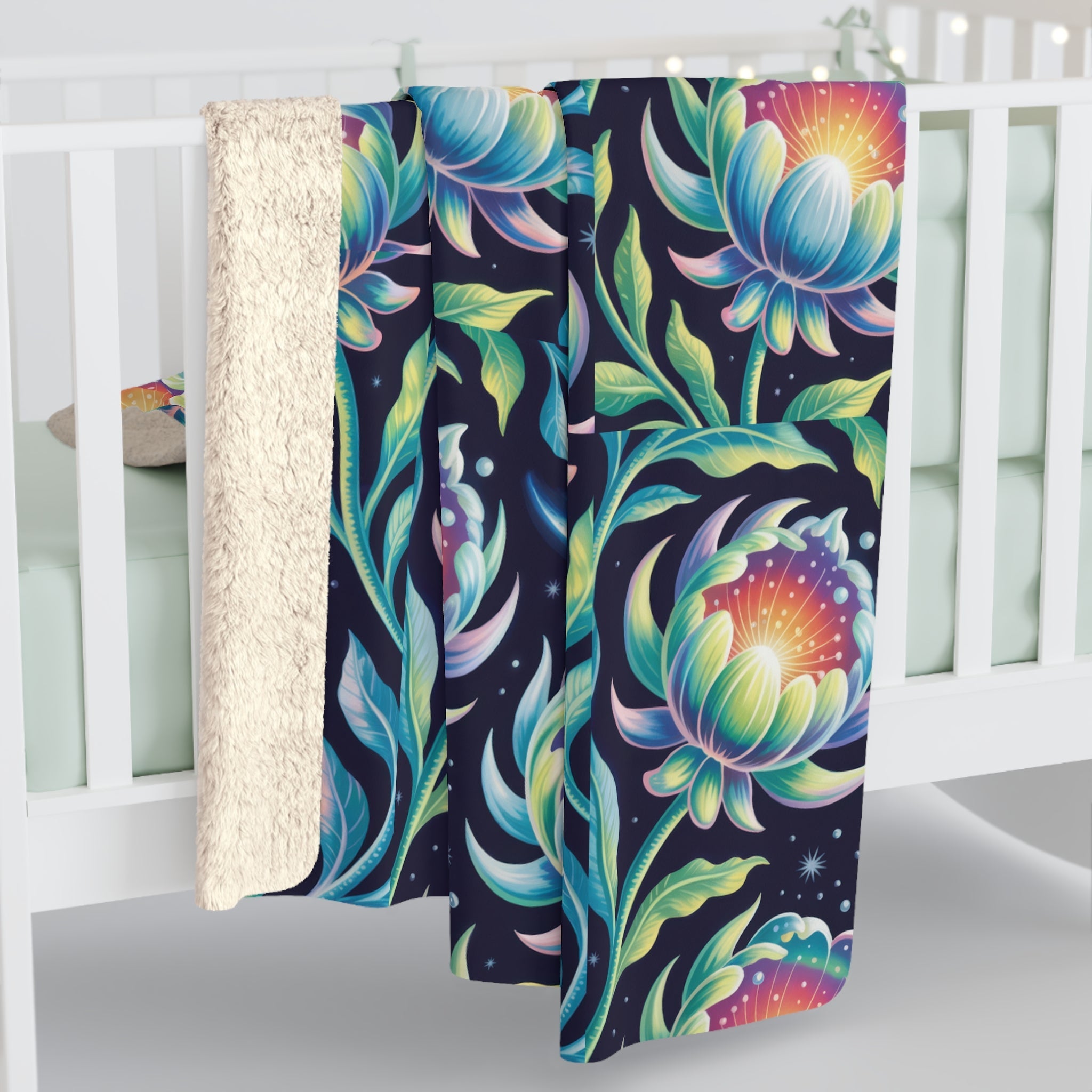 Florida Flowers Sherpa Fleece Blanket – Cozy Floral Throw for Home & Gifts