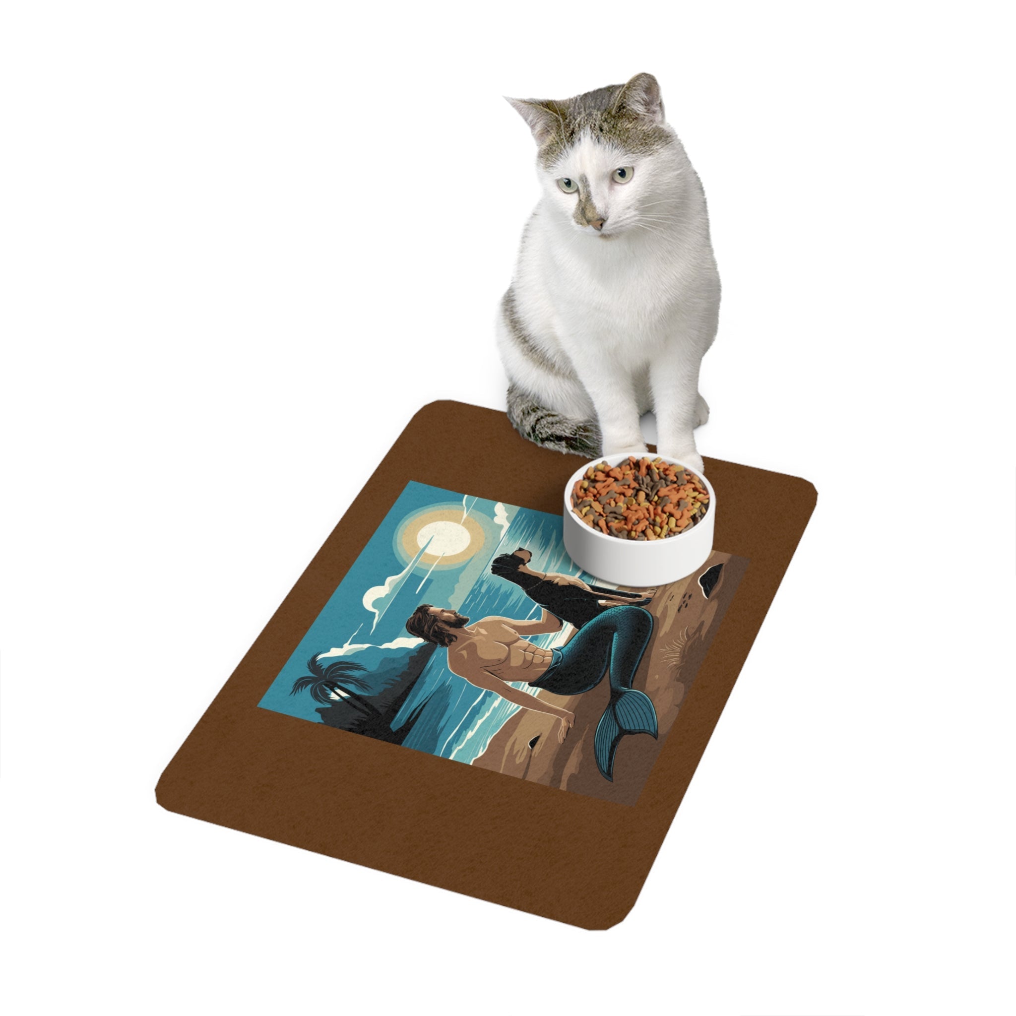 Merman with Great Dane Pet Food Mat | Non-Slip Feeding