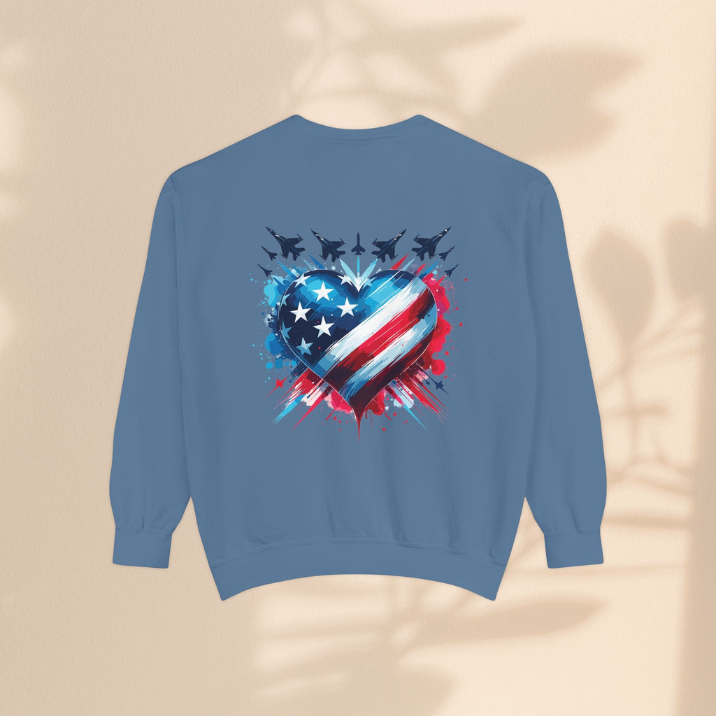 Patriotic Heart Sweatshirt, USA Pride Apparel, Unisex Fashion