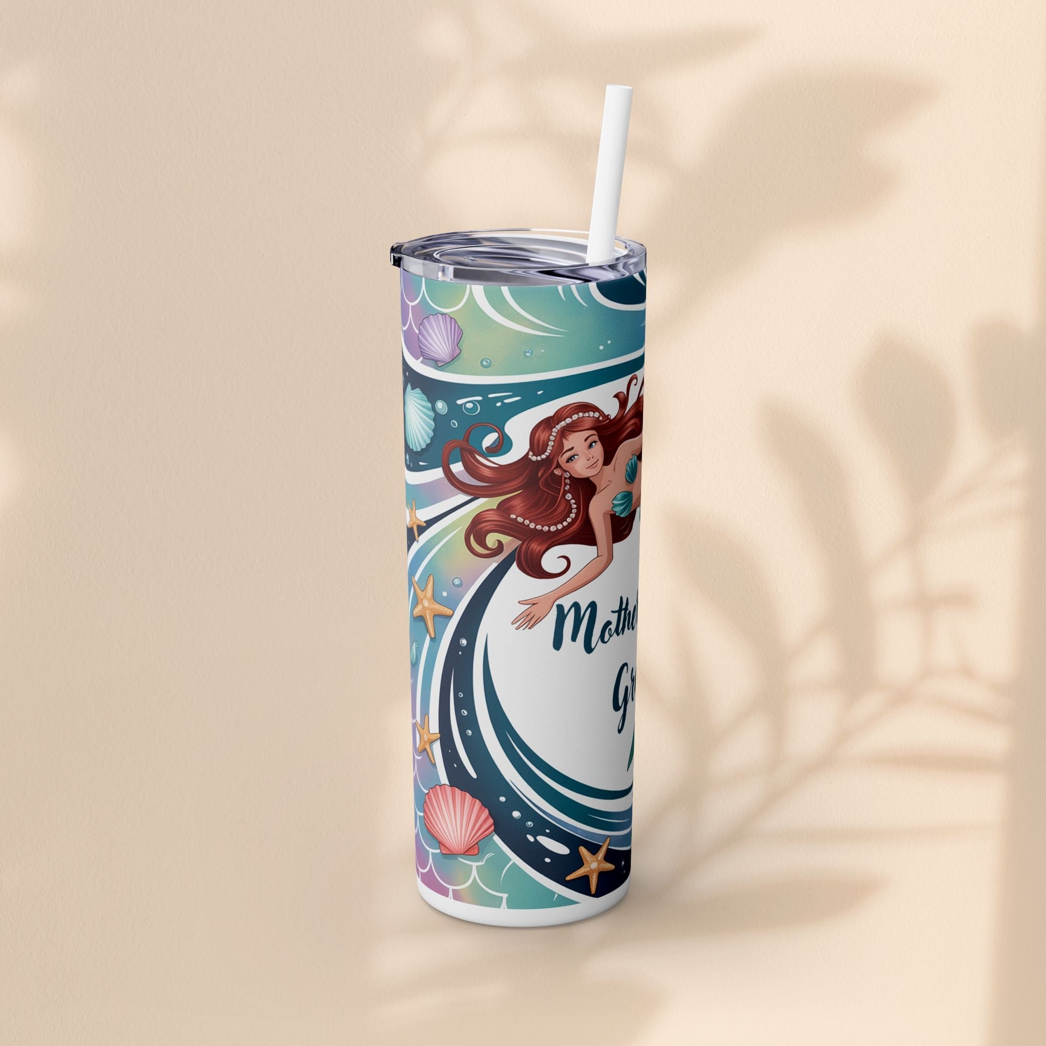 Mermaid-Themed Skinny Tumbler, Perfect Gift for Mother of the Groom, Wedding, Bridal Shower, Personalized Drinkware