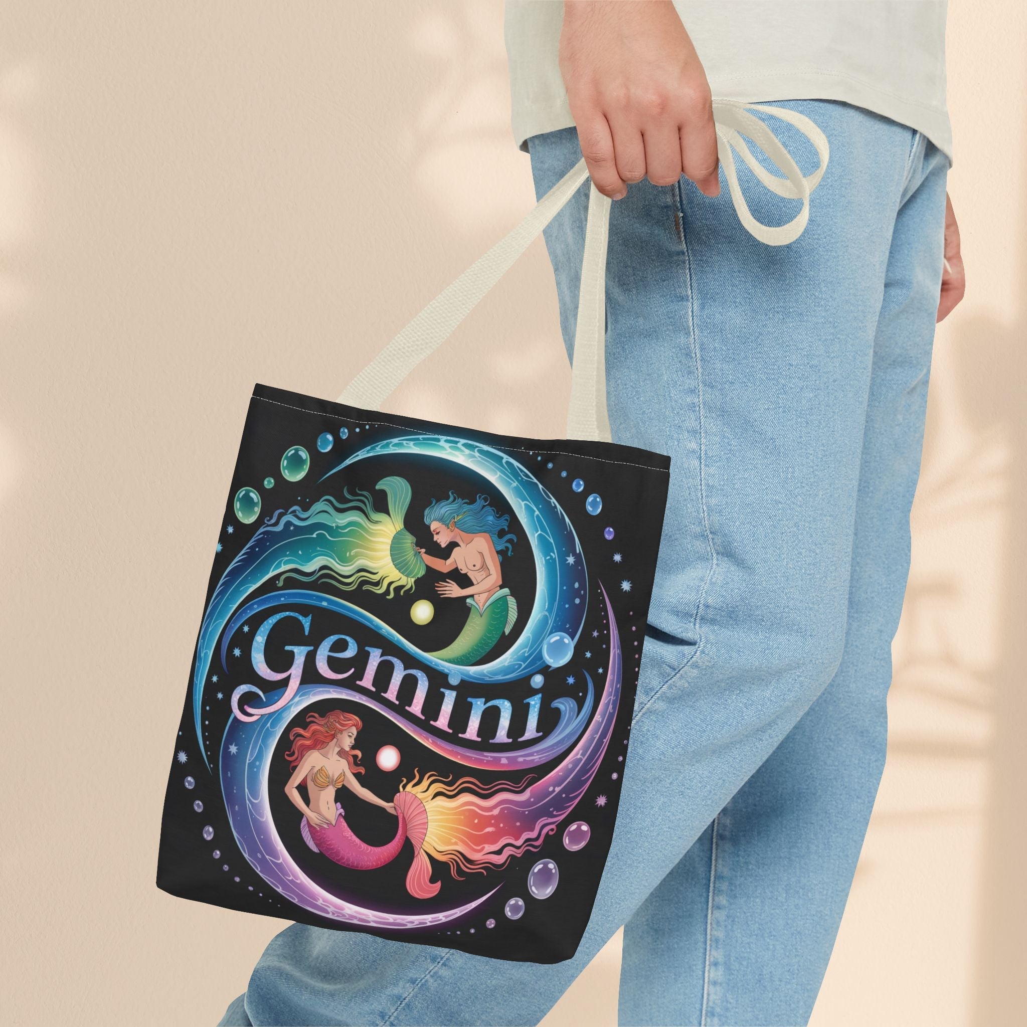 Gemini Zodiac Tote Bag - Colorful Astrology Bag, Gift for Astrology Lovers, AOP Tote for Geminis, Horoscope Design, Birthday Gift