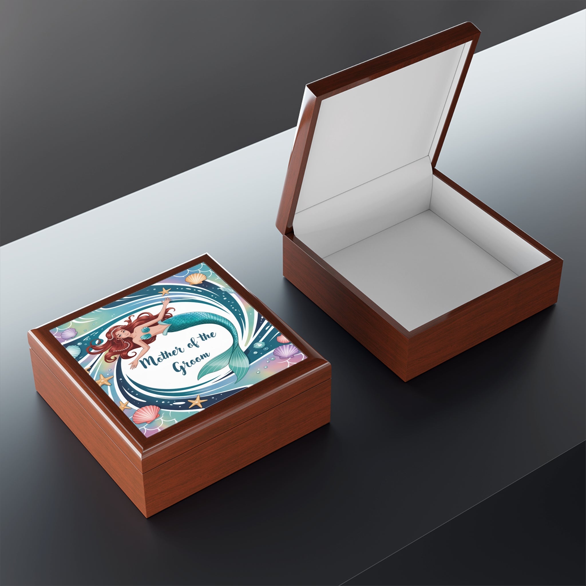 Mermaid Jewelry Box for Mother of the Groom, Wedding Gift, Keepsake Storage, Nautical Decor, Engagement Celebration