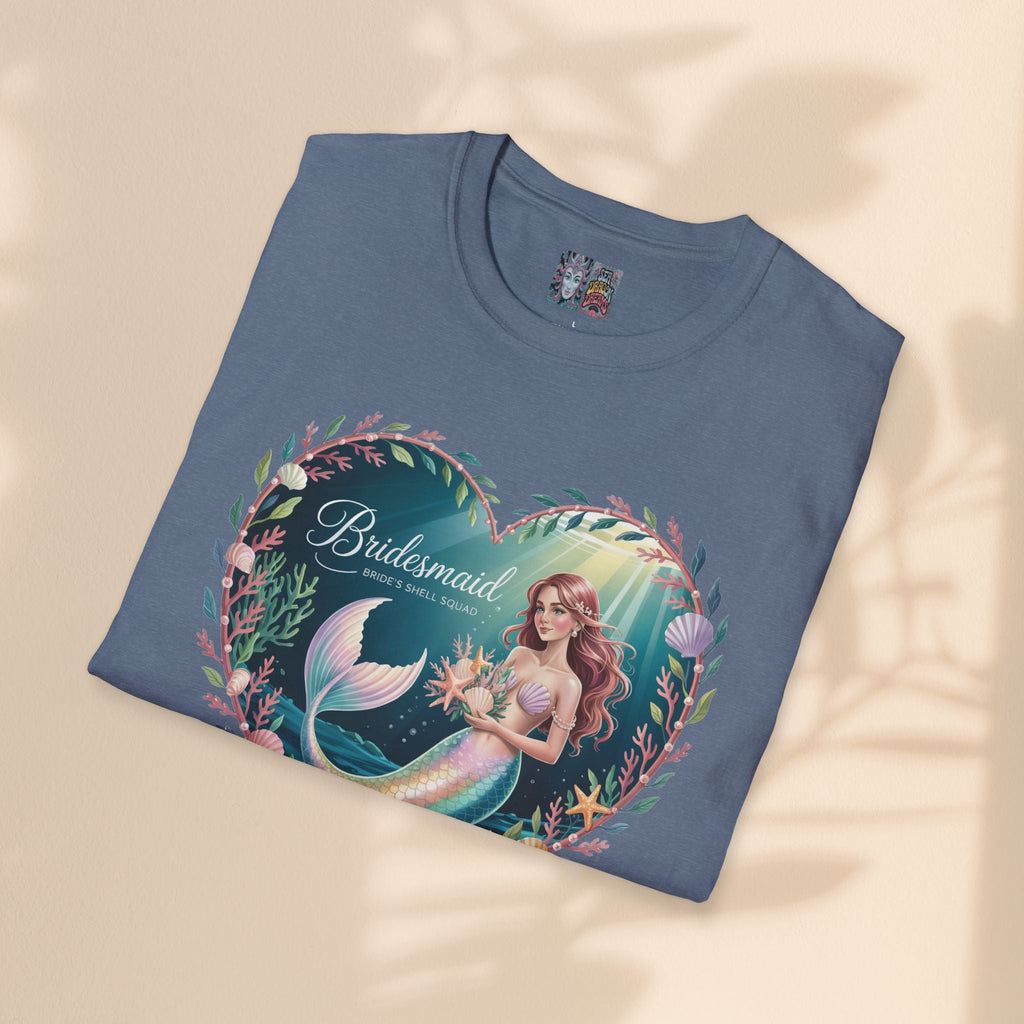 Bridesmaid Mermaid T-Shirt, Softstyle Unisex Tee, Wedding Party Gift, Beach Theme Shirt, Mermaid Lover Apparel, Bridesmaid Gift Idea