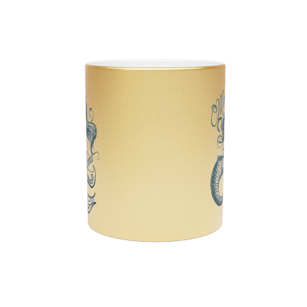 Mermaid Mama Metallic Mug – Gold/Silver Coffee Cup Gift | Mother’s Day Mermaid Mom