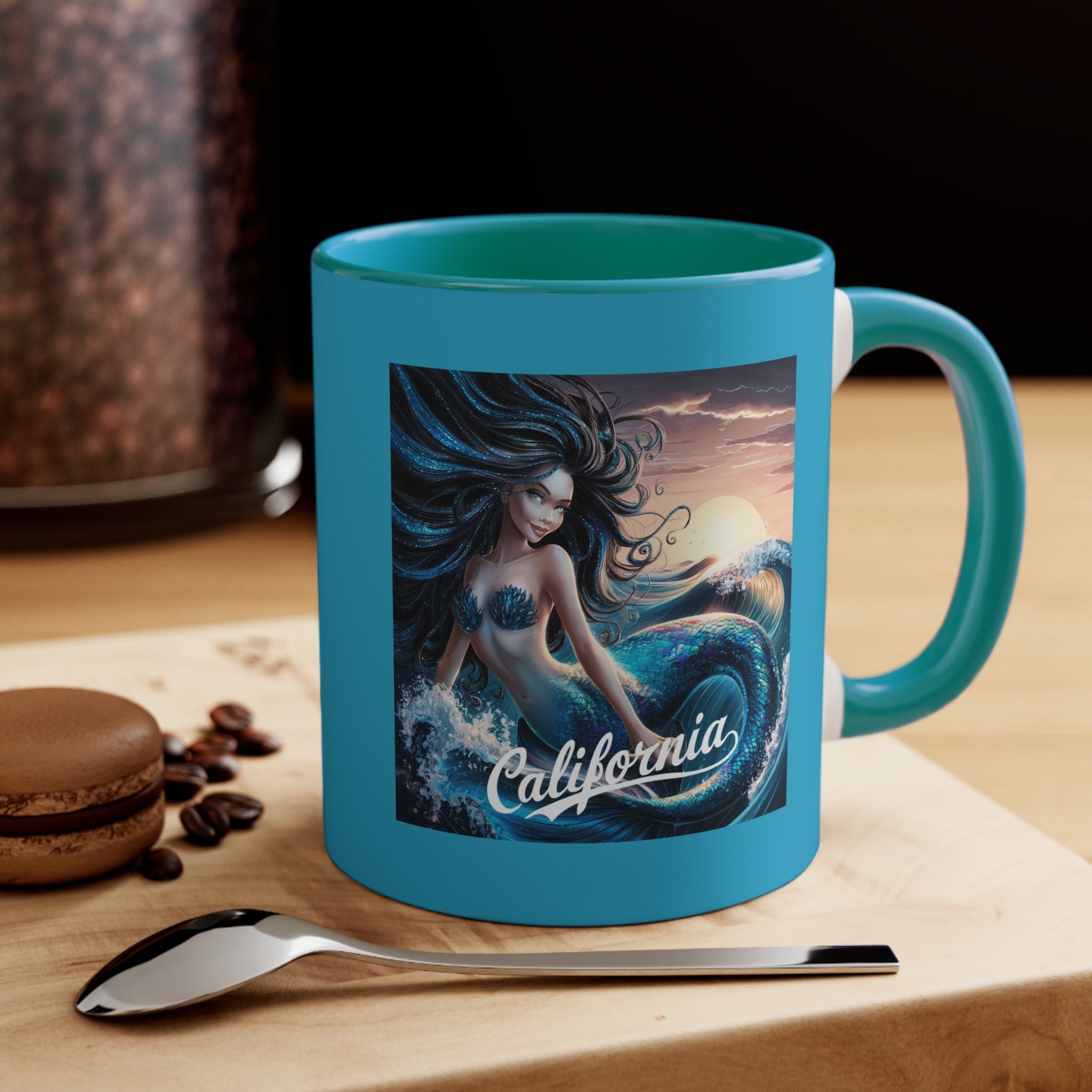 California Mermaid 11oz Accent Mug – Beach Lover Gift