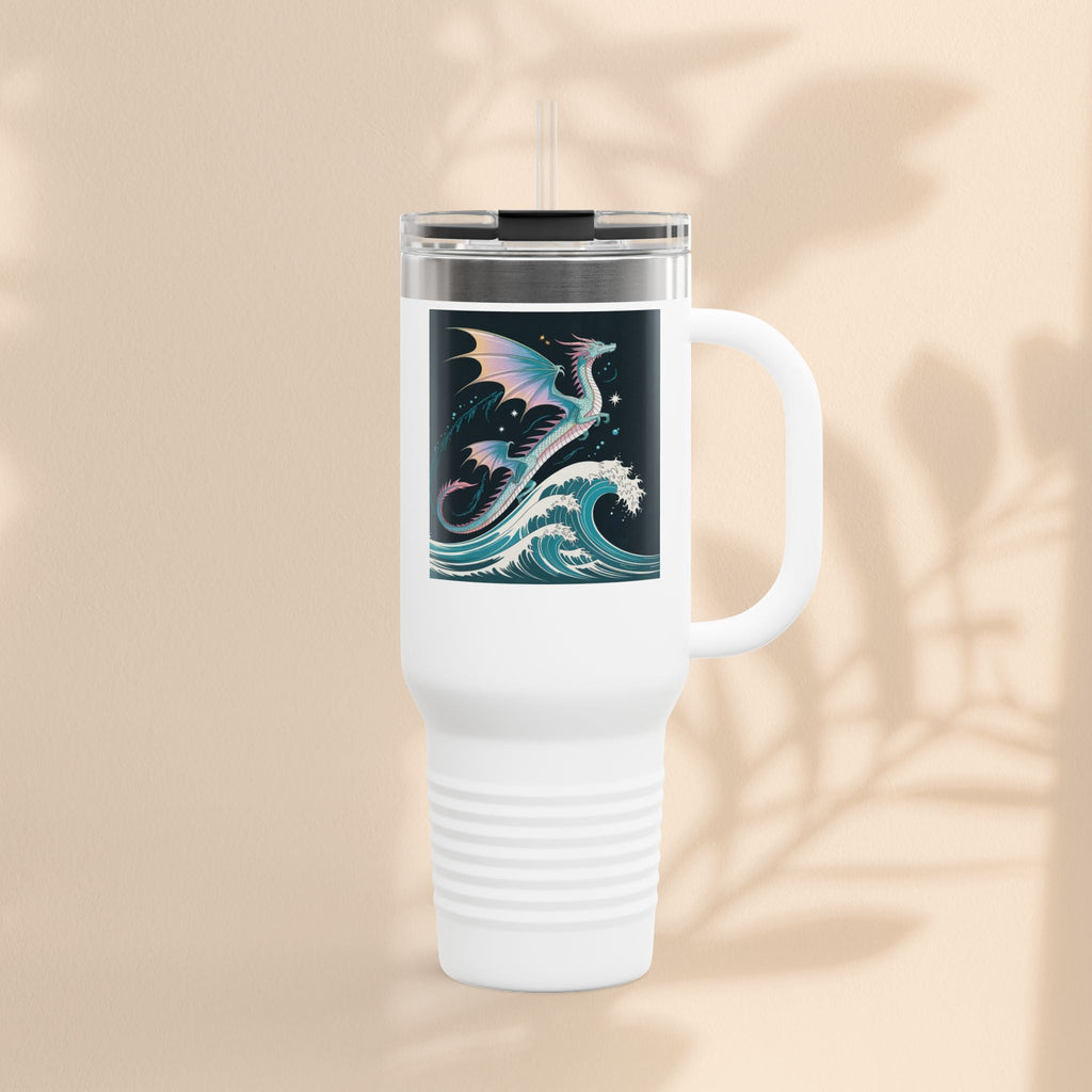 Fantasy-Inspired Insulated Travel Mug, 40oz - Perfect for Adventurers, Dragon and Ocean Lovers, Gift for Birthdays, Travel, and More