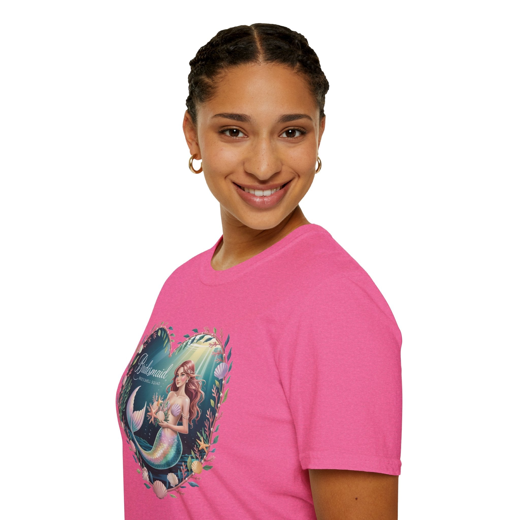 Bridesmaid Mermaid T-Shirt, Softstyle Unisex Tee, Wedding Party Gift, Beach Theme Shirt, Mermaid Lover Apparel, Bridesmaid Gift Idea