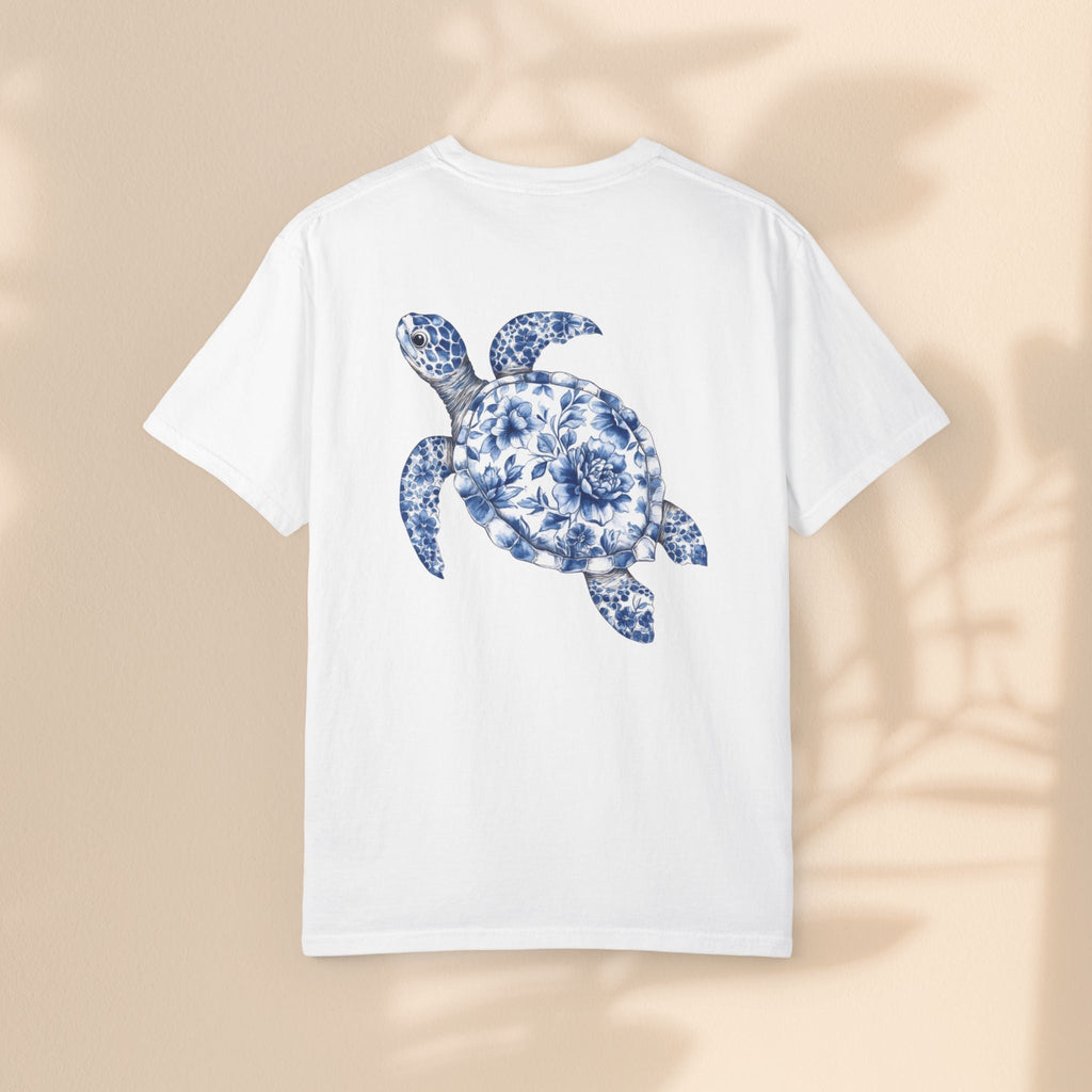 Blue Toile Turtle Unisex T-Shirt - Eco-Friendly Summer Style