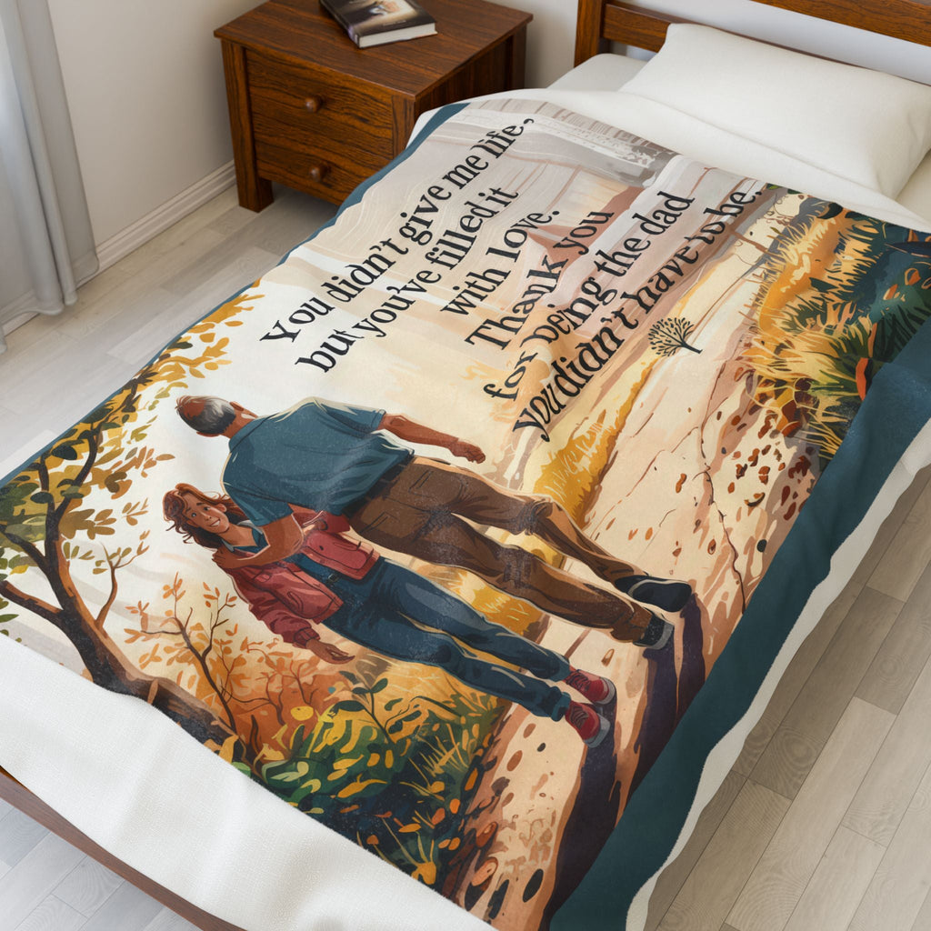 Grateful Heart Velveteen Plush Blanket - Cozy Gift for Dad