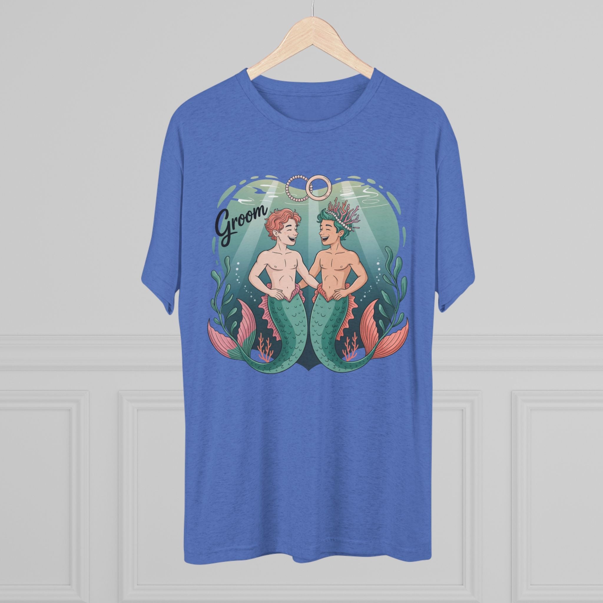 Merman Groom Tee, LGBTQ+ Pride Apparel, Wedding Gift, Unique Couple Shirt