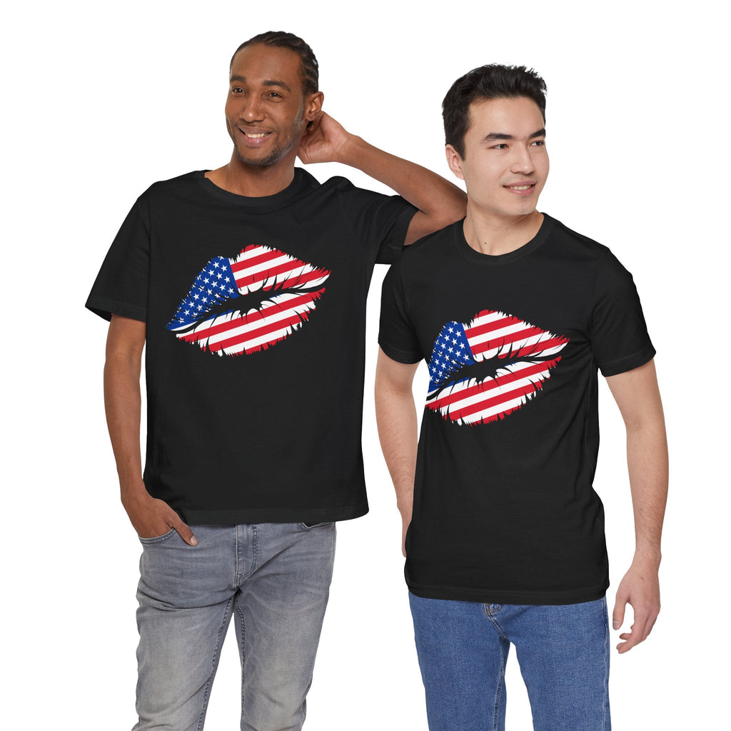 Patriotic Lip Print Tee, Unisex T-Shirt,