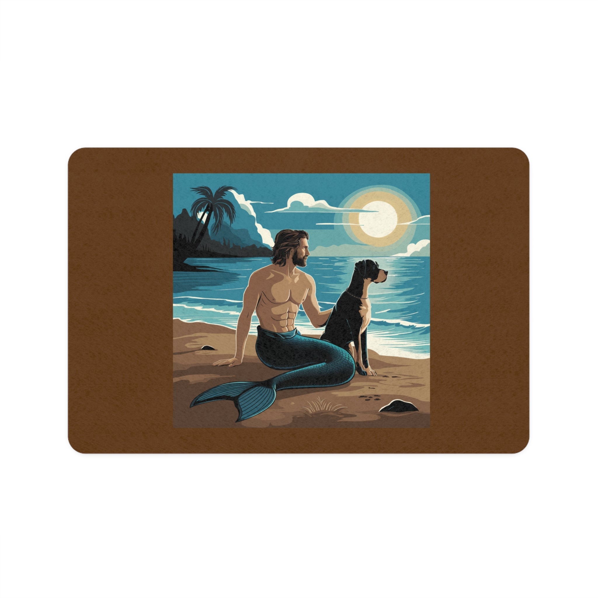 Merman with Great Dane Pet Food Mat | Non-Slip Feeding