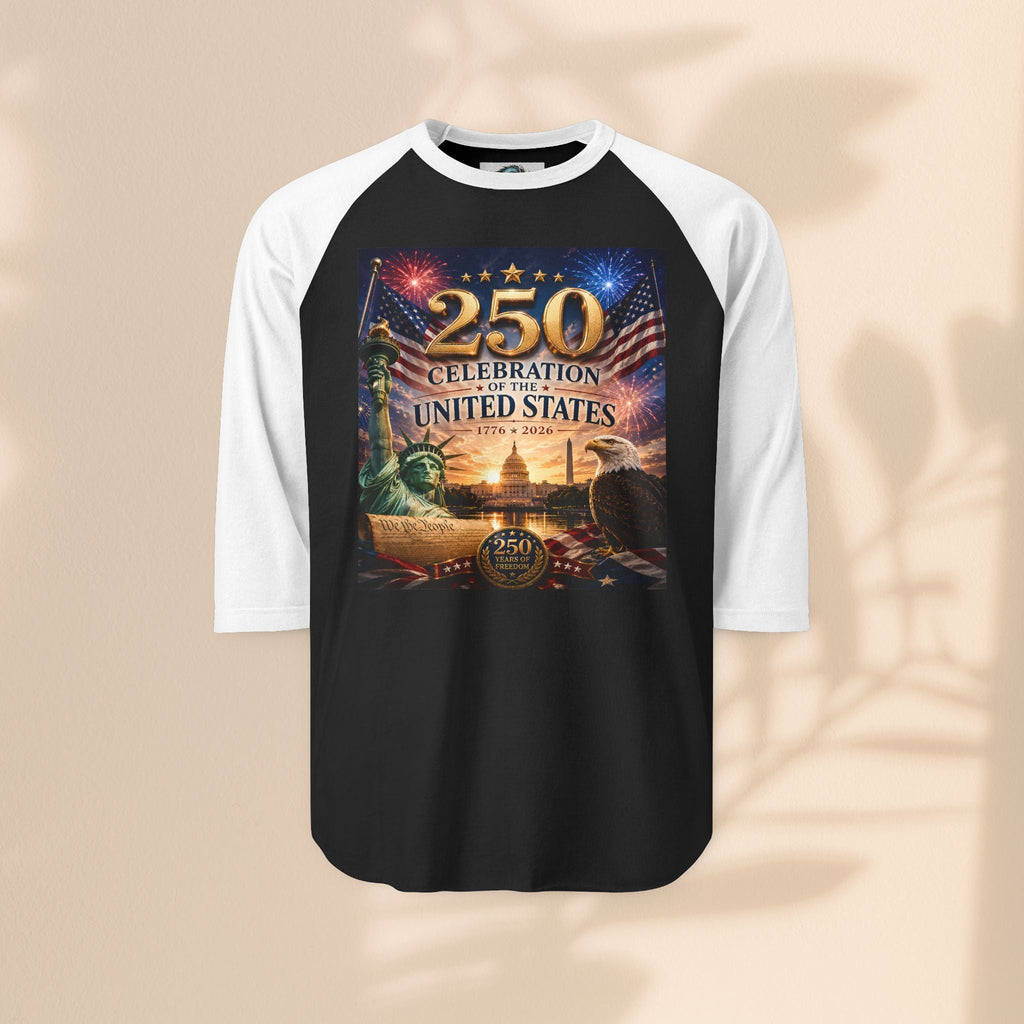 250th United States Celebration Raglan Shirt — Liberty Fireworks Anniversary Tee