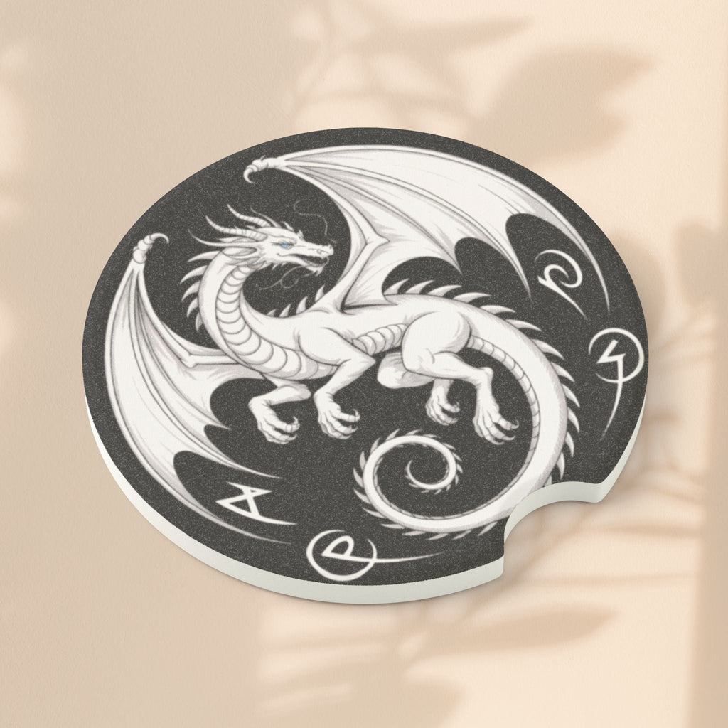 Dragon Design Soapstone Car Coaster, Unique Auto Accessories, Dragon Car Decor, Fantasy Gift for Car Lovers, Home and Auto Decor