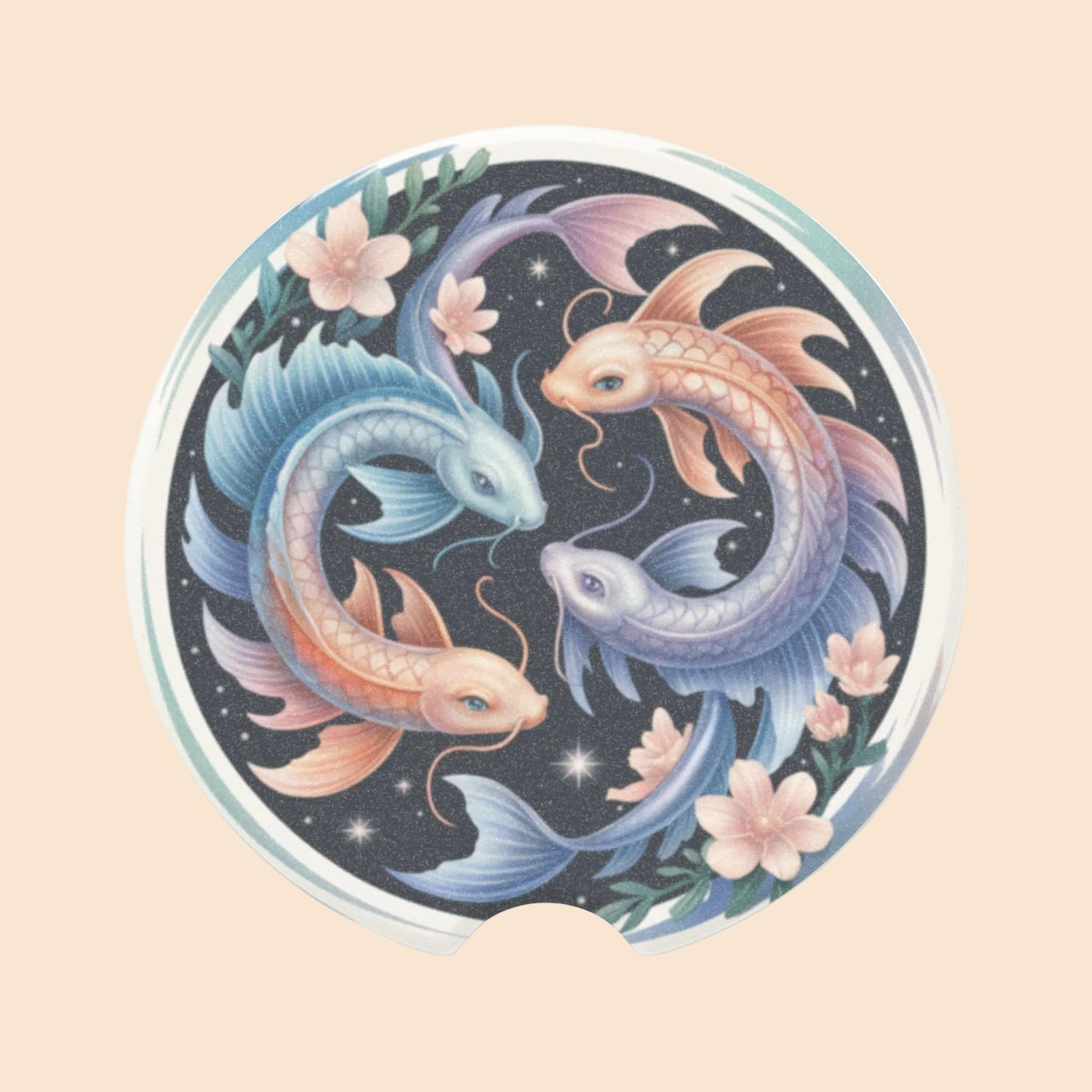 Koi Fish Theme Soapstone Car Coaster