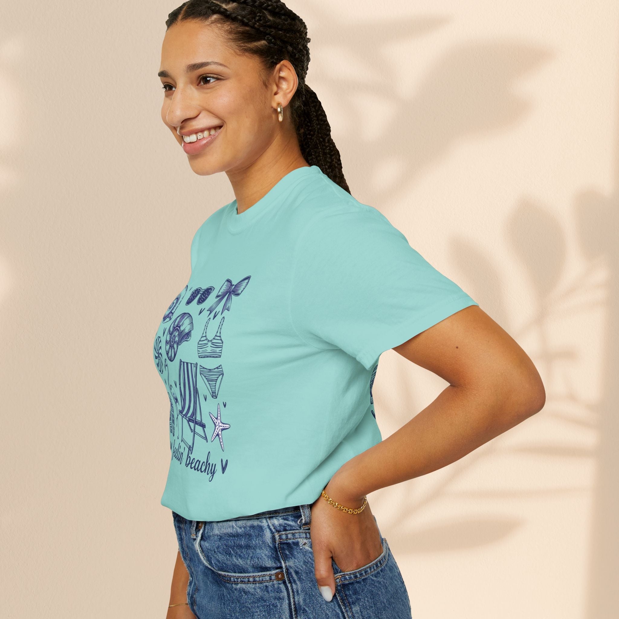 Beach Vibes Unisex Garment-Dyed T-shirt - ‘Feelin' Beachy’ Design