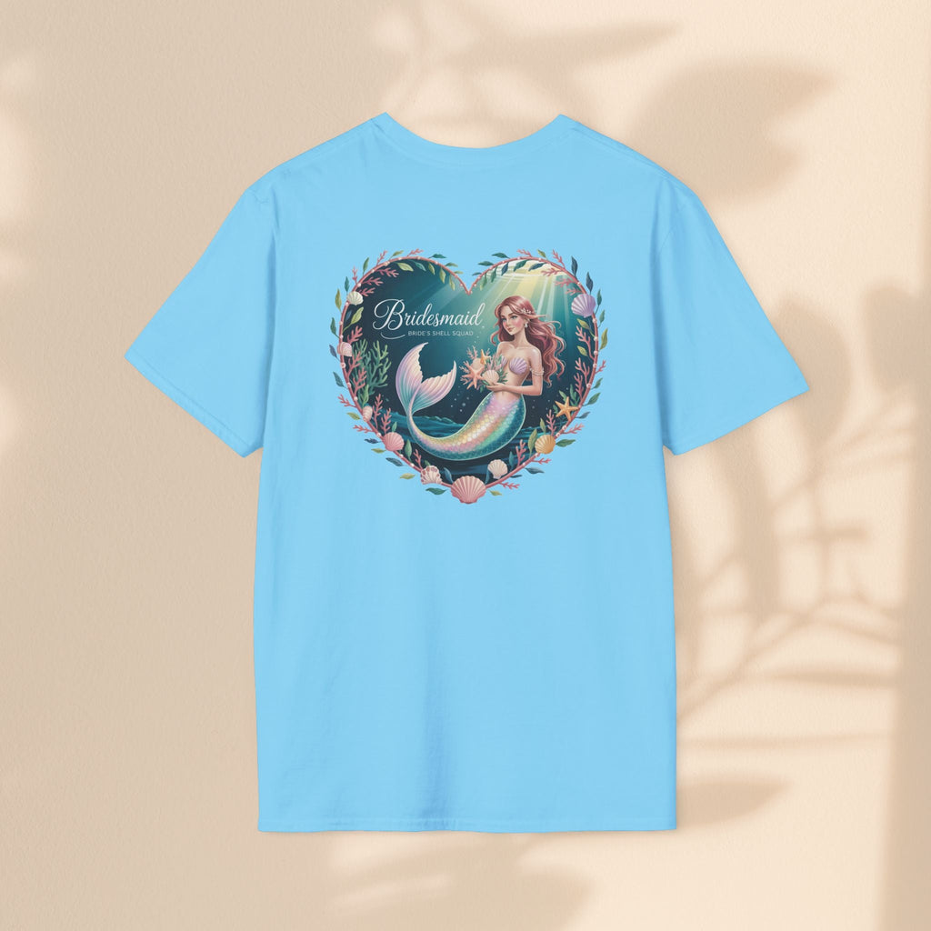 Bridesmaid Mermaid T-Shirt, Softstyle Unisex Tee, Wedding Party Gift, Beach Theme Shirt, Mermaid Lover Apparel, Bridesmaid Gift Idea