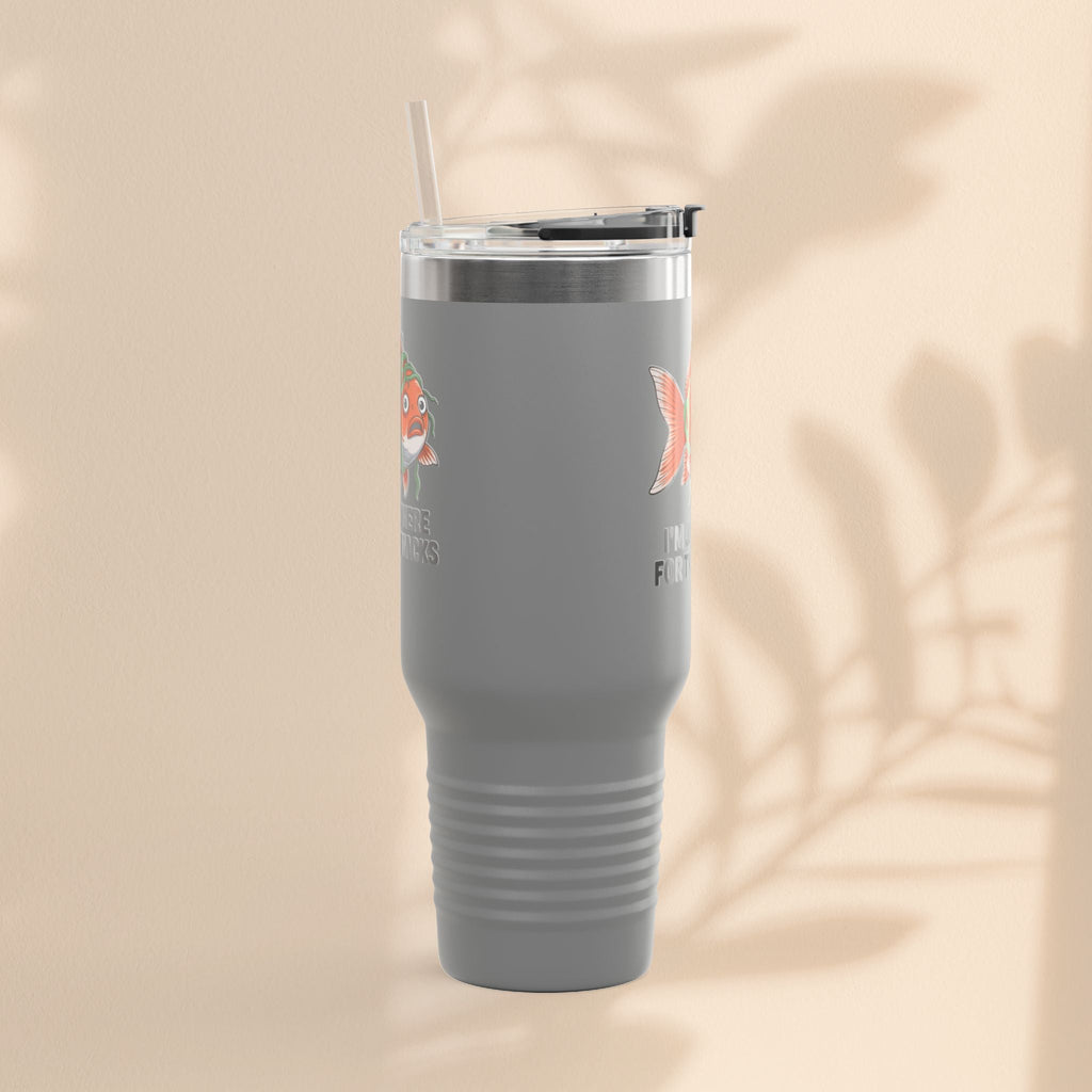 Funny Insulated Travel tumbler - 40oz, Snack Lover Gift, Fish Design Mug, Personalized Gifts for Him
