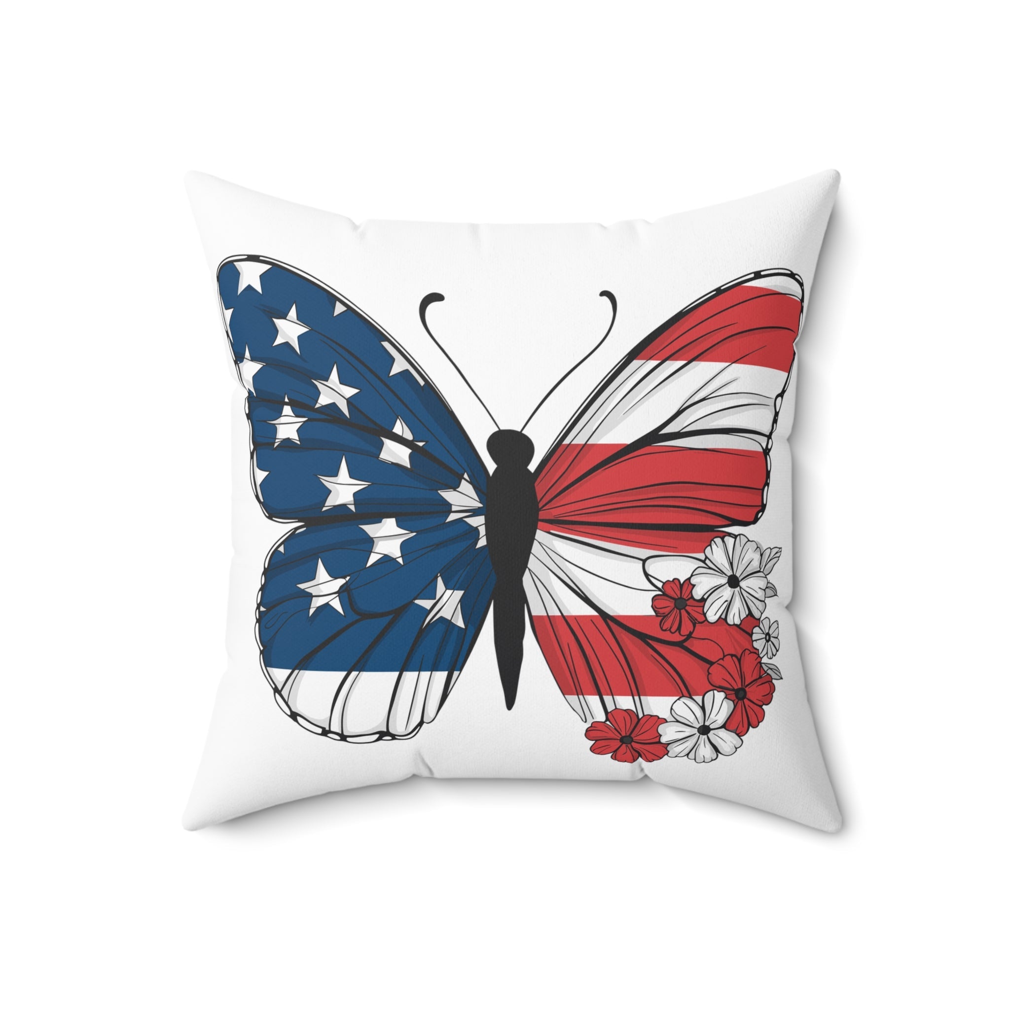 Patriotic Butterfly Pillow, Home Decor, July 4th Decoration, Gift for Her, Boho Cushion, Americana Decor