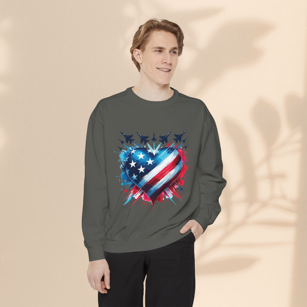 Patriotic Heart Sweatshirt, USA Pride Apparel, Unisex Fashion