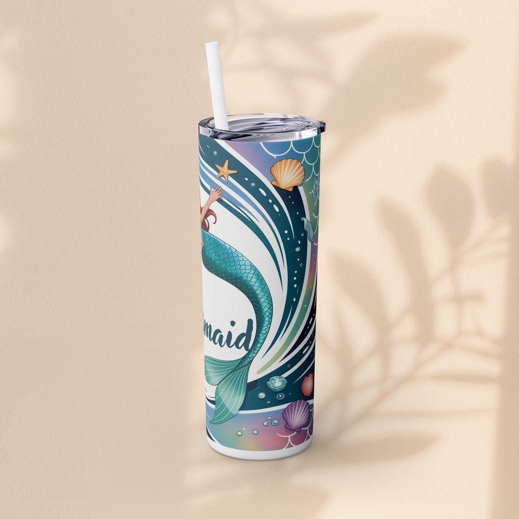 Mermaid Bridesmaid Tumbler, 20oz Skinny Tumbler | Wedding Favor, Bridal Party Gift, Personalized Drinkware, Ocean Theme