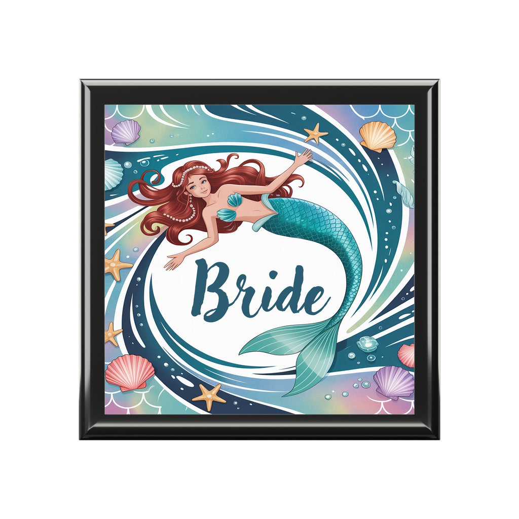 Mermaid Bride Jewelry Box - Ocean Themed Keepsake, Wedding Gift, Bridal Party Accessory, Nautical Decor, Engagement Present