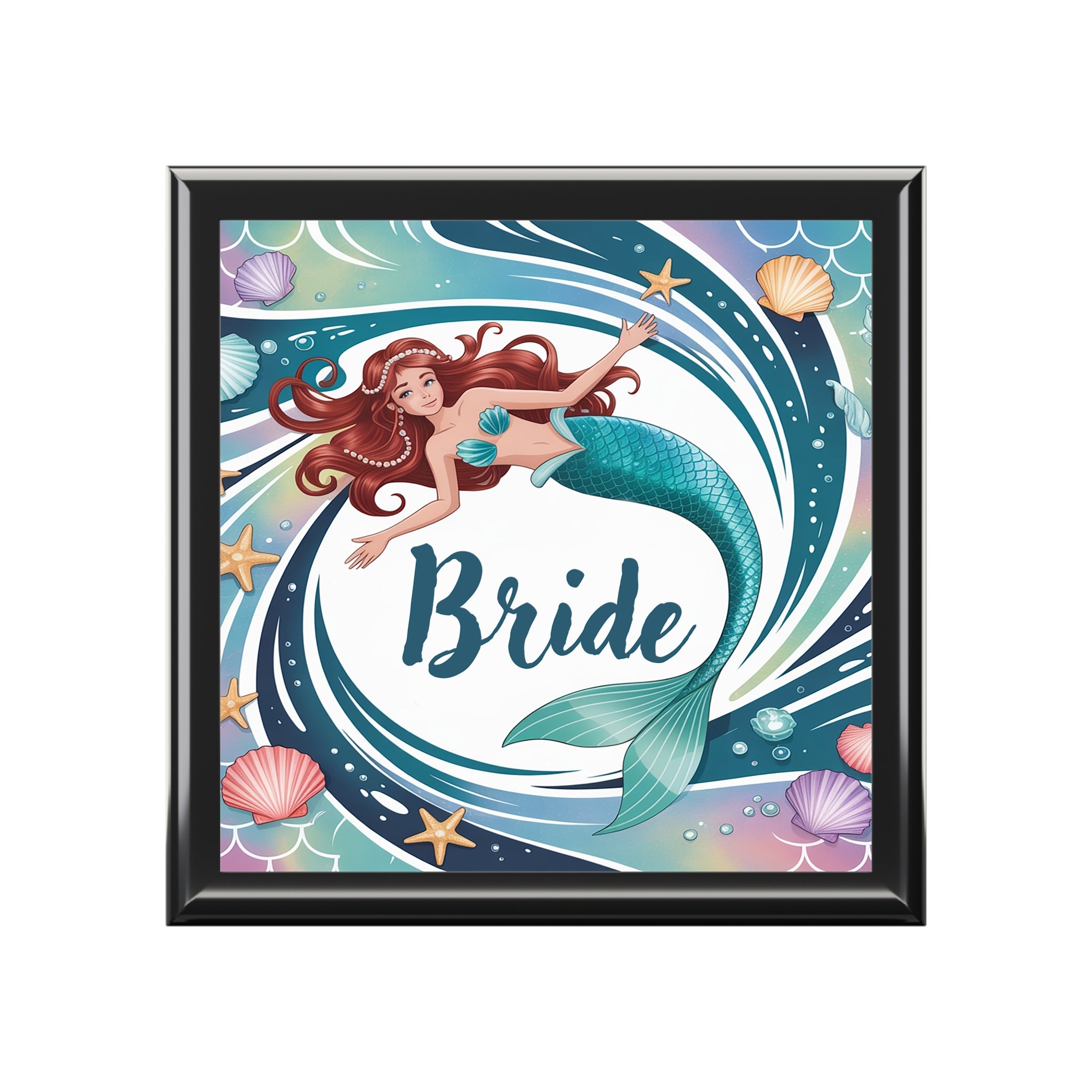 Mermaid Bride Jewelry Box - Ocean Themed Keepsake, Wedding Gift, Bridal Party Accessory, Nautical Decor, Engagement Present