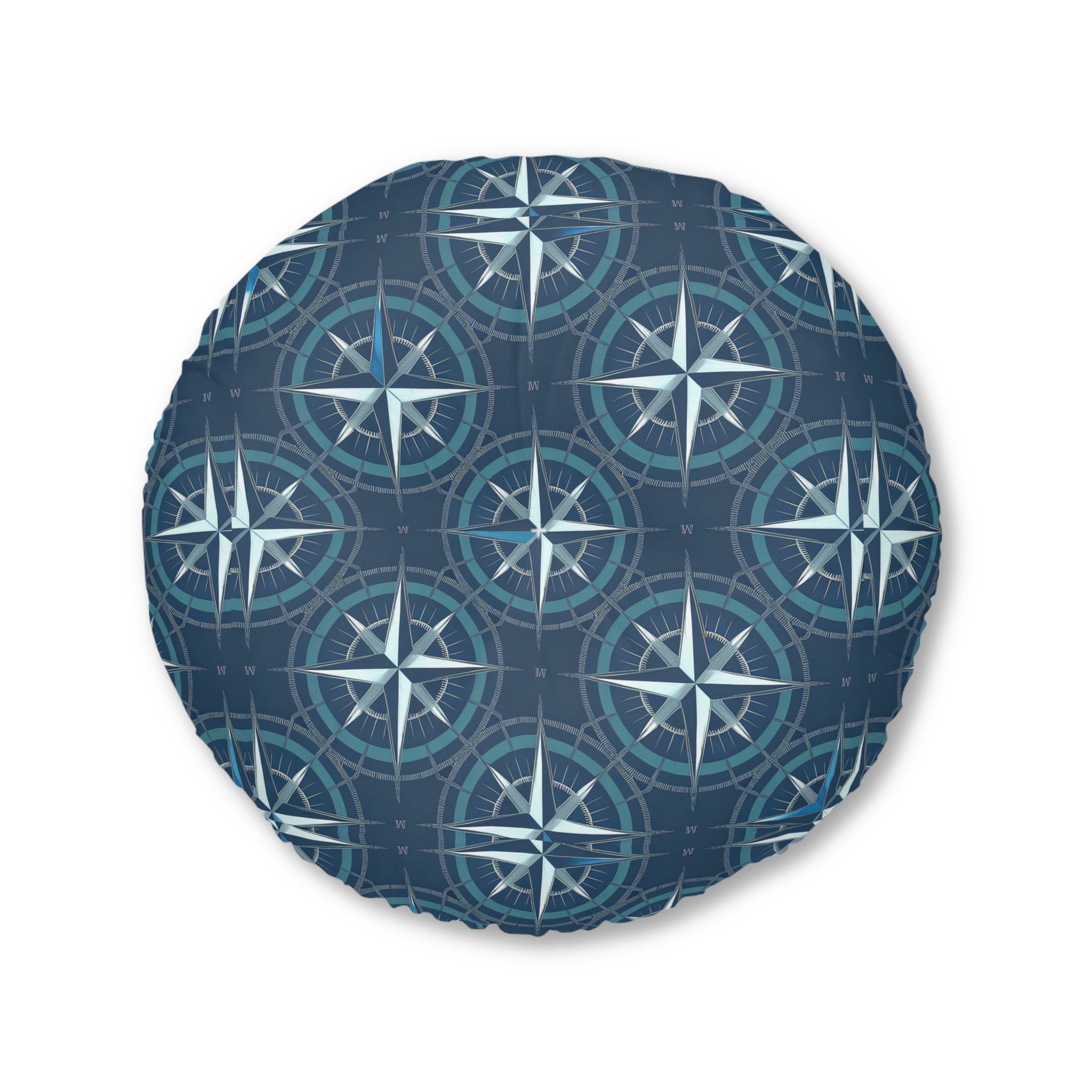 Compass Tufted Floor Pillow, Round