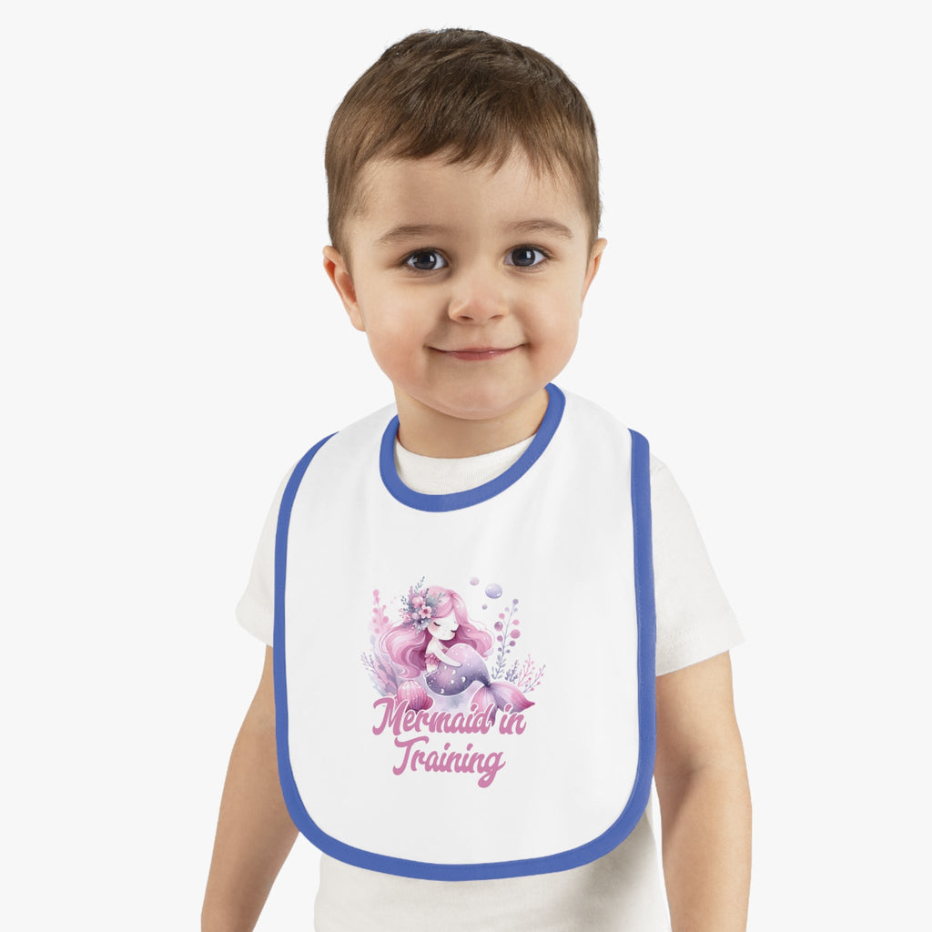 Baby Contrast Trim Jersey Bib - Mermaid In Training