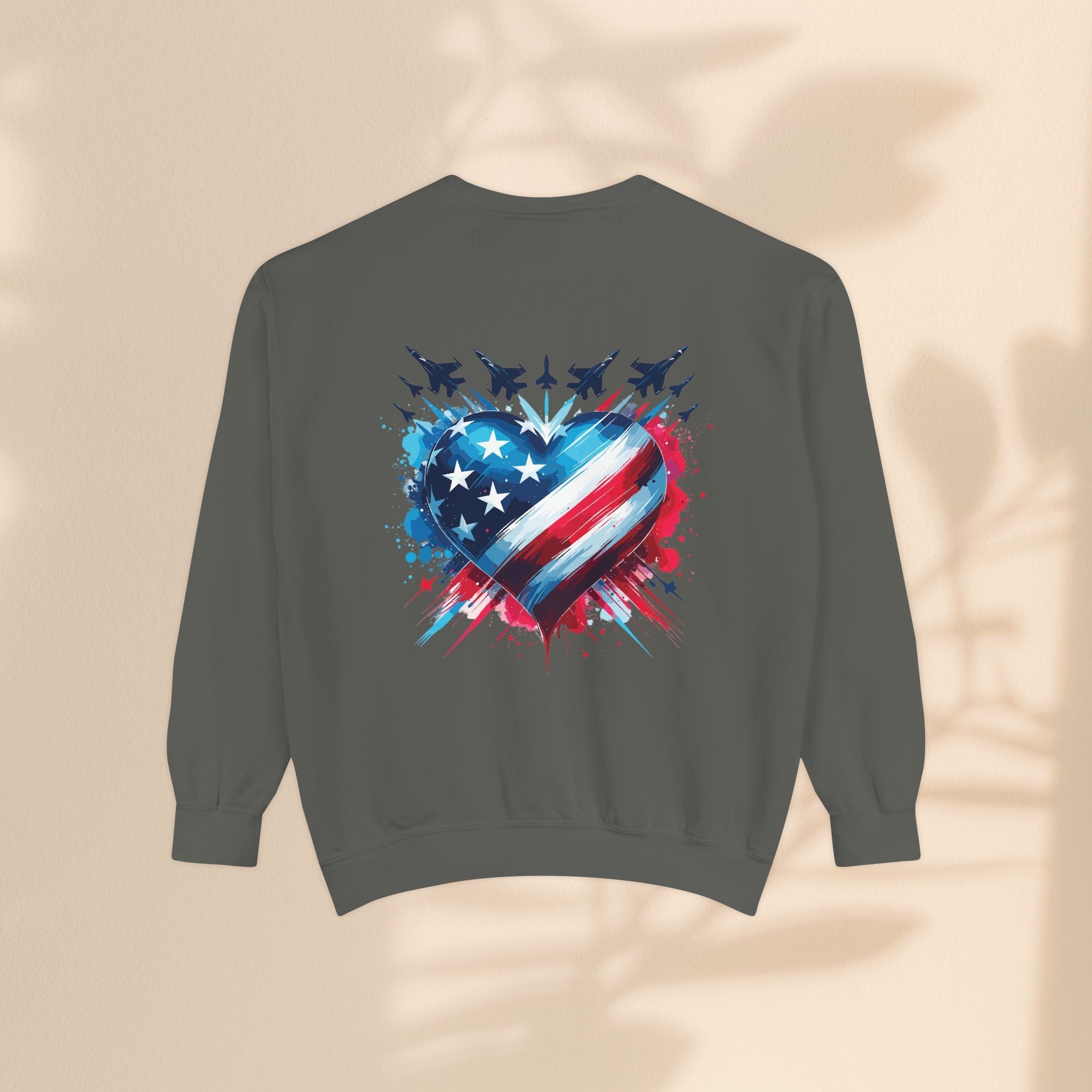Patriotic Heart Sweatshirt, USA Pride Apparel, Unisex Fashion