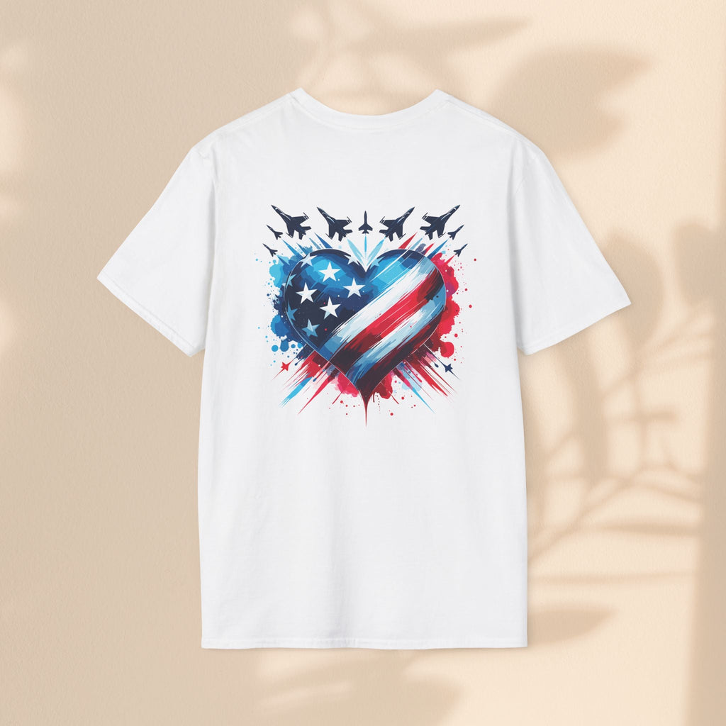 Patriotic Heart Unisex Softstyle T-Shirt - Perfect for Independence Day