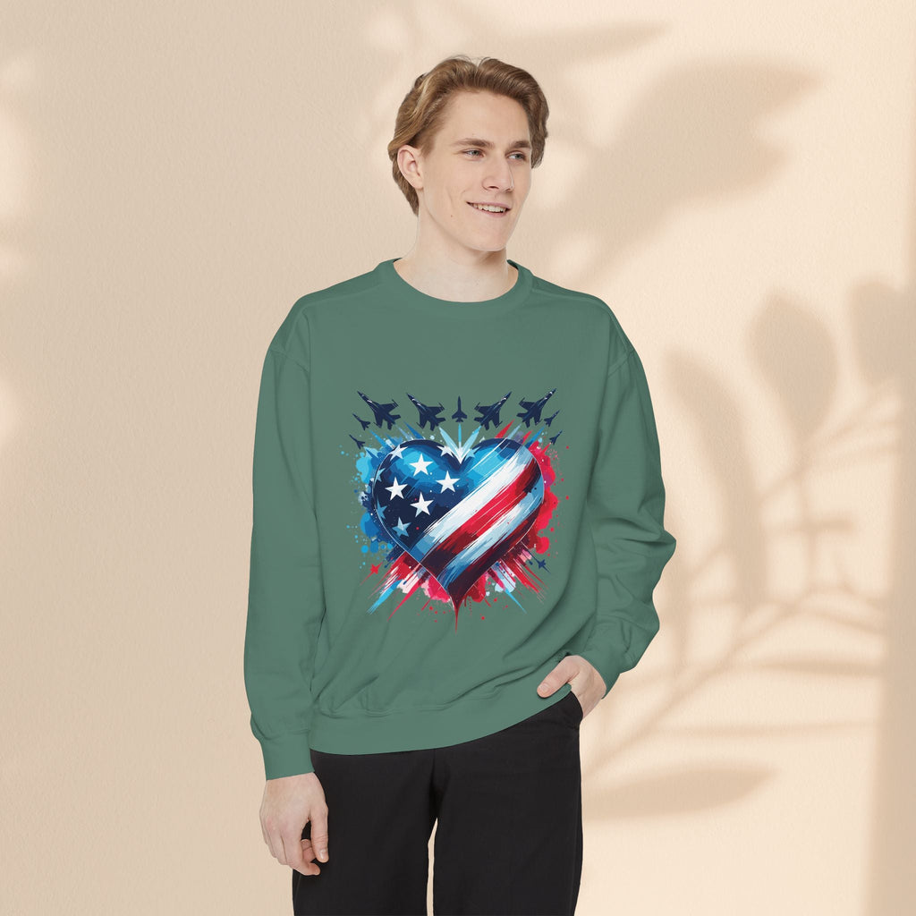 Patriotic Heart Sweatshirt, USA Pride Apparel, Unisex Fashion