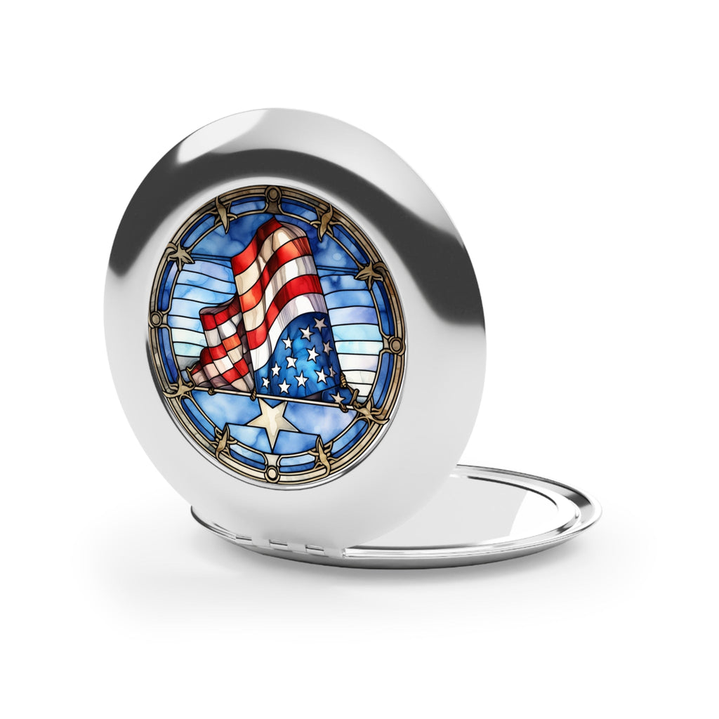 Patriotic Compact Travel Mirror - Vintage American Flag Design
