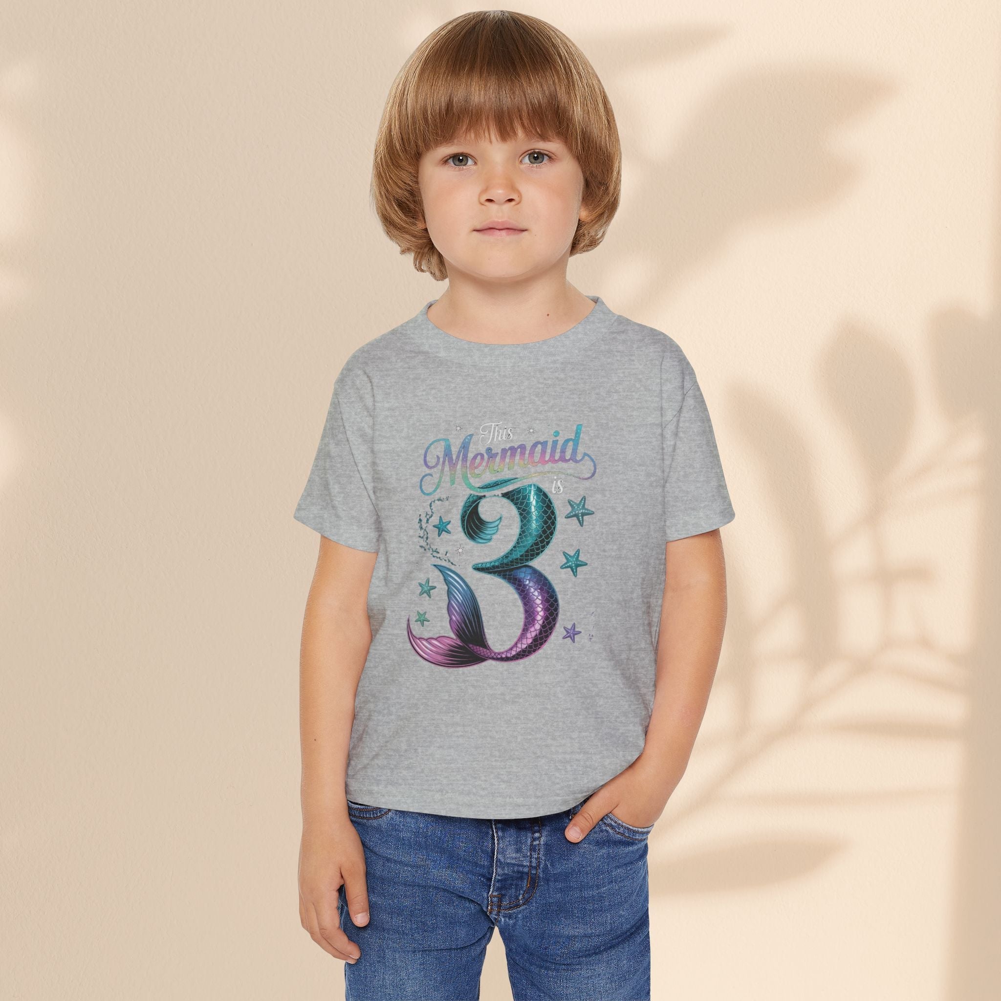 Age 3 Mermaid Toddler T-Shirt | Cute Birthday Gift for Kids
