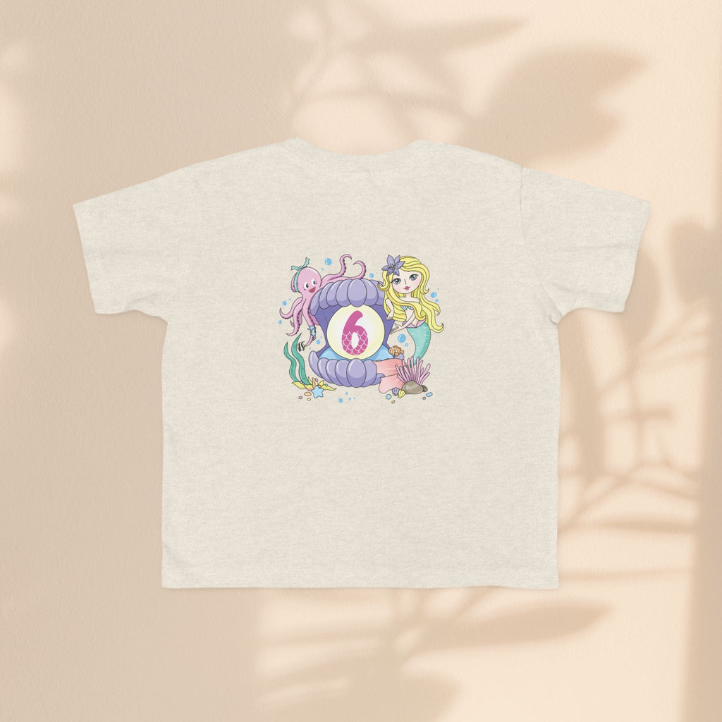Age 6 Toddler Tee with Mermaid & Octopus Design - Birthday Celebration