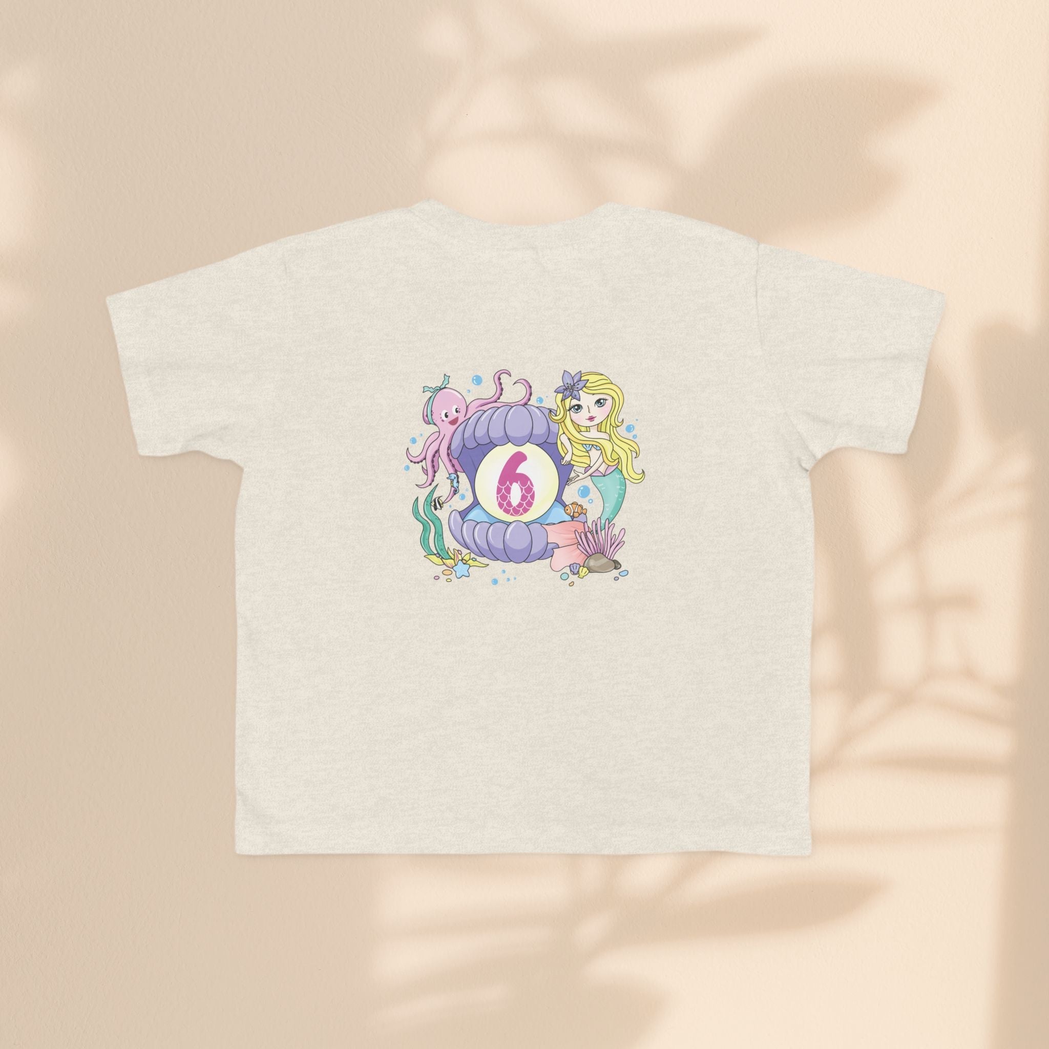 Age 6 Toddler Tee with Mermaid & Octopus Design - Birthday Celebration