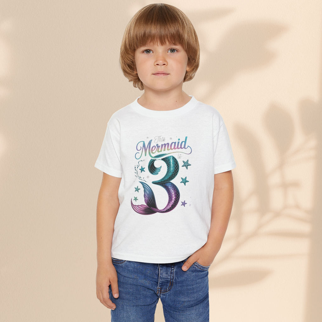 Age 3 Mermaid Toddler T-Shirt | Cute Birthday Gift for Kids