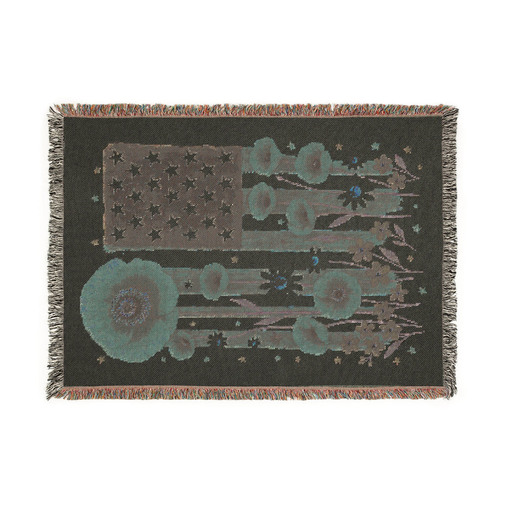 Patriotic Flowers Woven Blanket – Cozy Americana Throw, USA Flag Décor