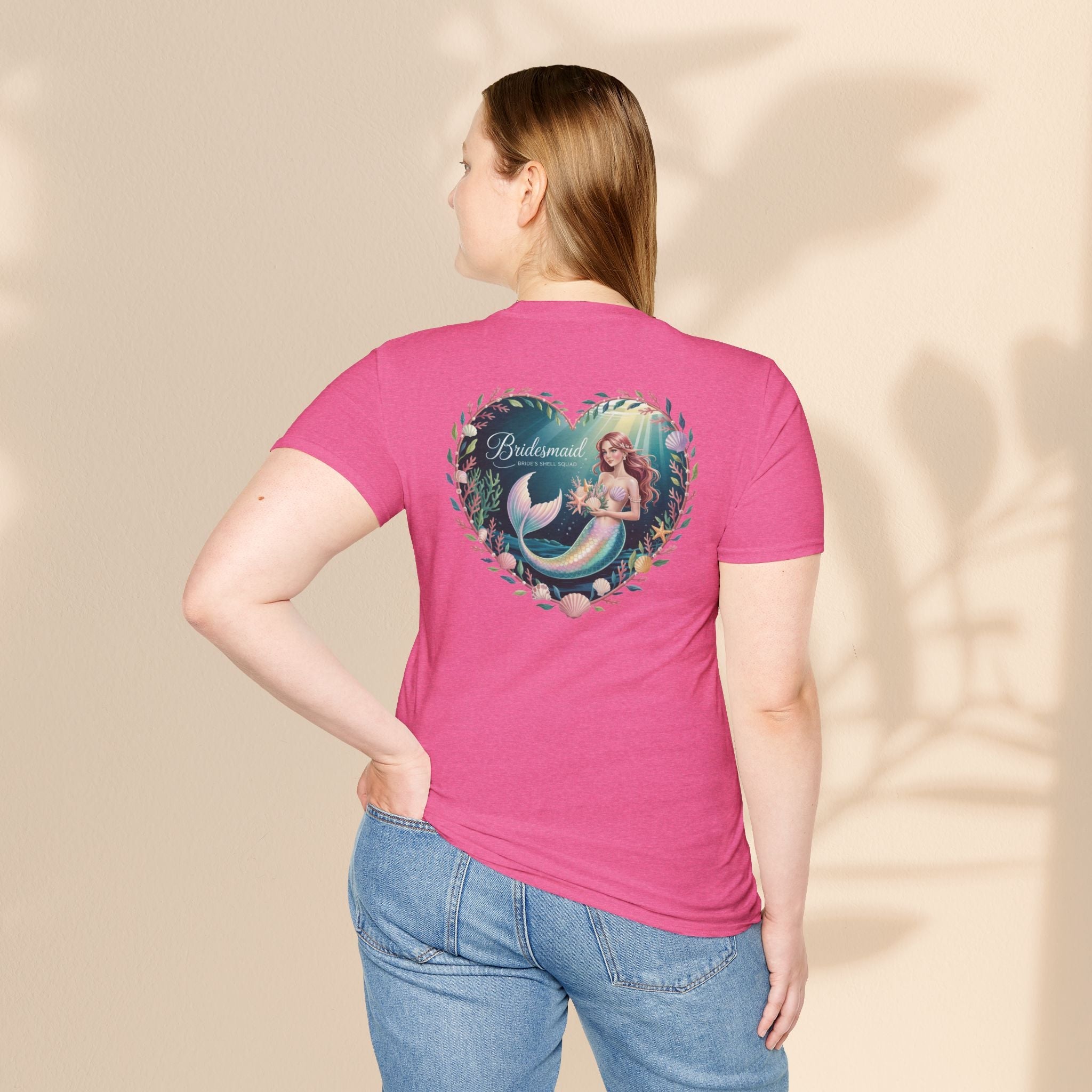 Bridesmaid Mermaid T-Shirt, Softstyle Unisex Tee, Wedding Party Gift, Beach Theme Shirt, Mermaid Lover Apparel, Bridesmaid Gift Idea