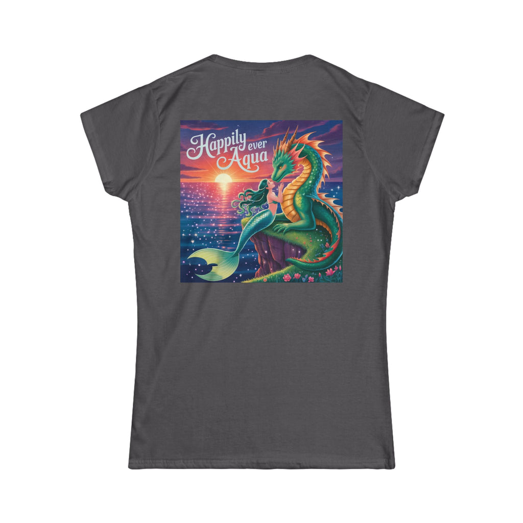 Enchanted Dragon Tee - Happily Ever Aqua Design, Women's Fashion Shirt, Boho Style, Fantasy Gift for Her, Unique Graphic Tee